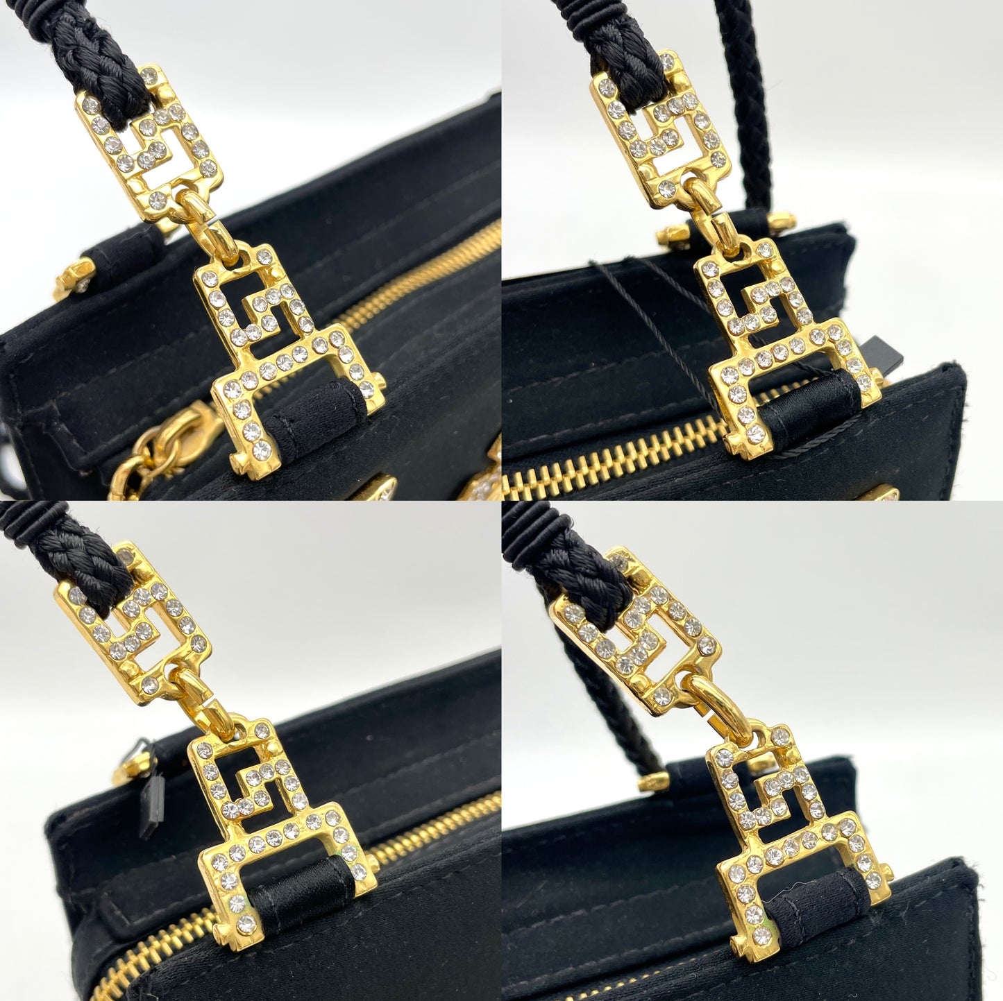 RARE☆☆☆☆AUTH Pre-owned VERSACE Medusa Shoulder Bag Black/Gold