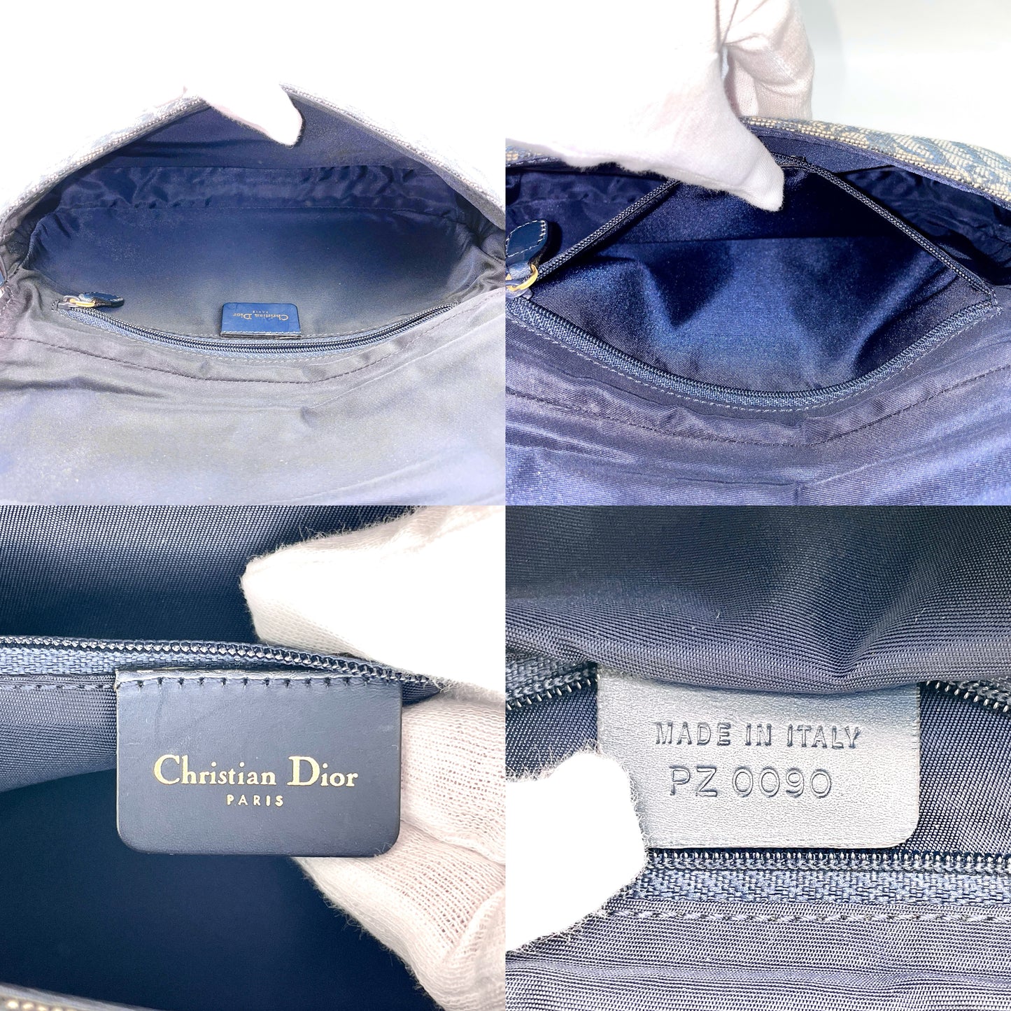 CHRISTIAN DIOR Trotter Maris Pearl On-the-shoulder Bag Navy Canvas GHW