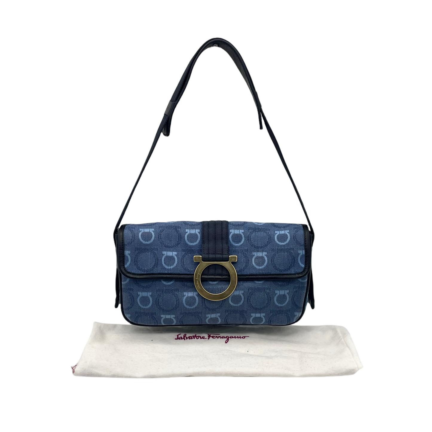 Salvatore Ferragamo Gancini denim shoulder bag