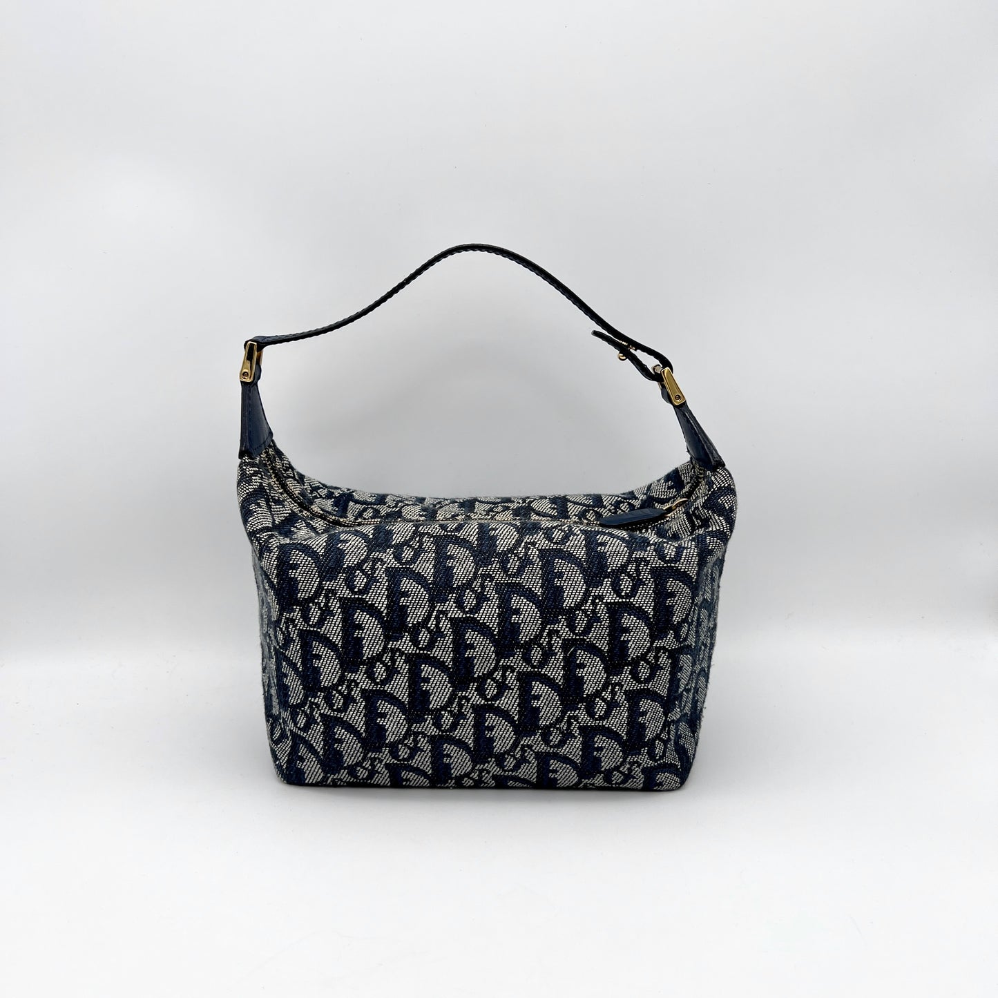 AUTH Pre-owned CHRISTIAN DIOR Trotter Hand Bag Pouch Navy GHW