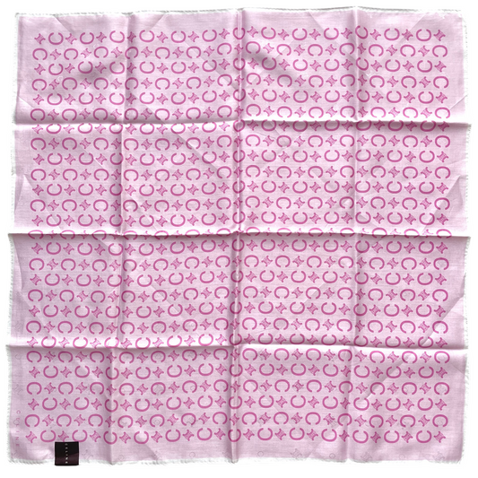 CELINE Mini Scarf Neckerchief Handkerchief Pink & White