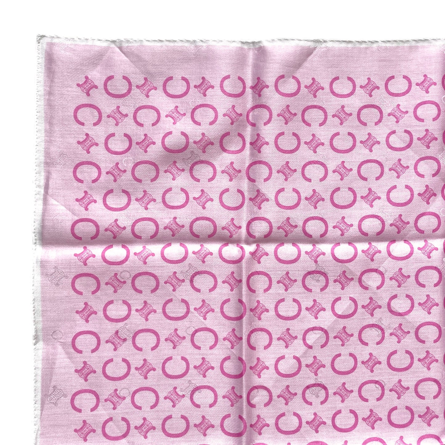 CELINE Mini Scarf Neckerchief Handkerchief Pink & White