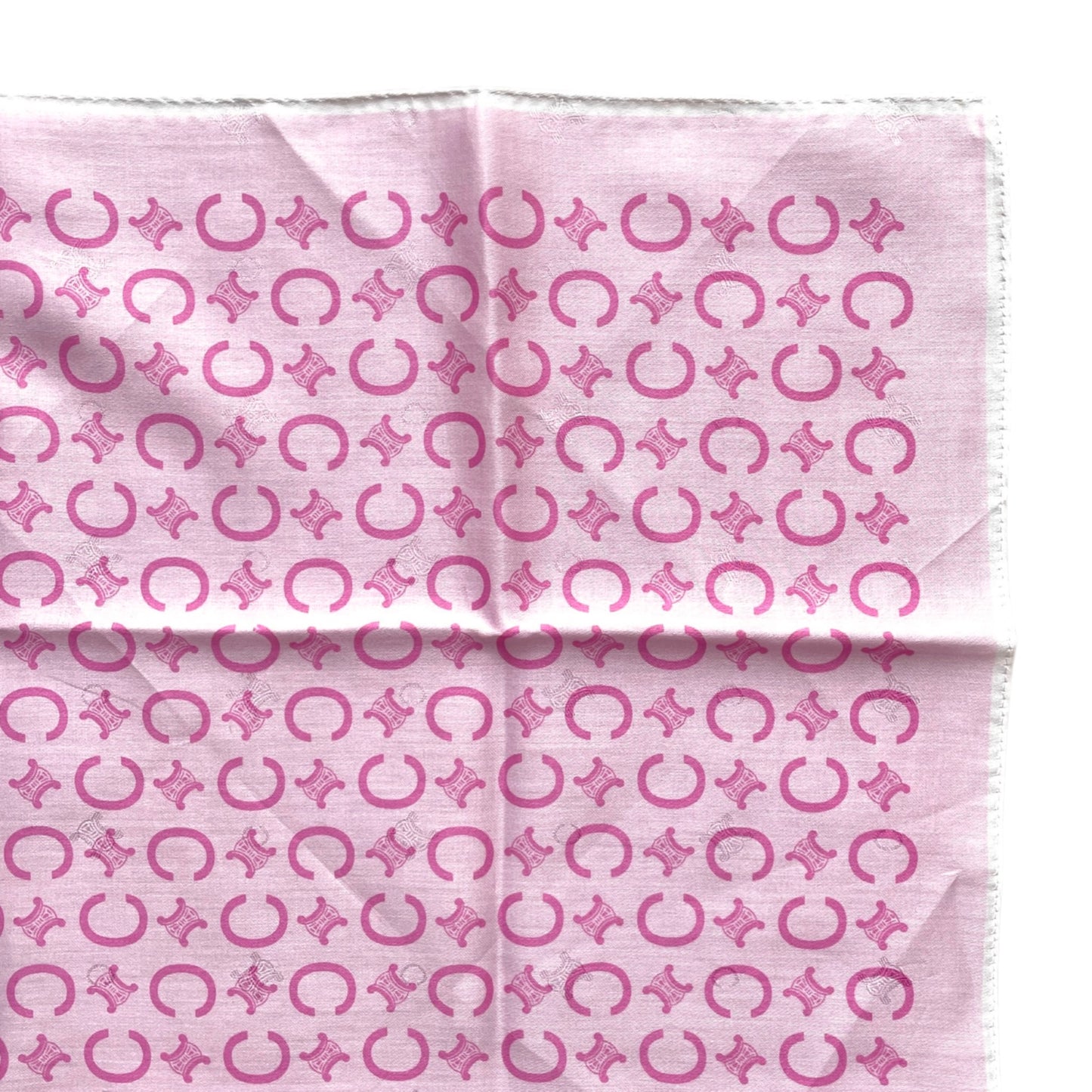 CELINE Mini Scarf Neckerchief Handkerchief Pink & White