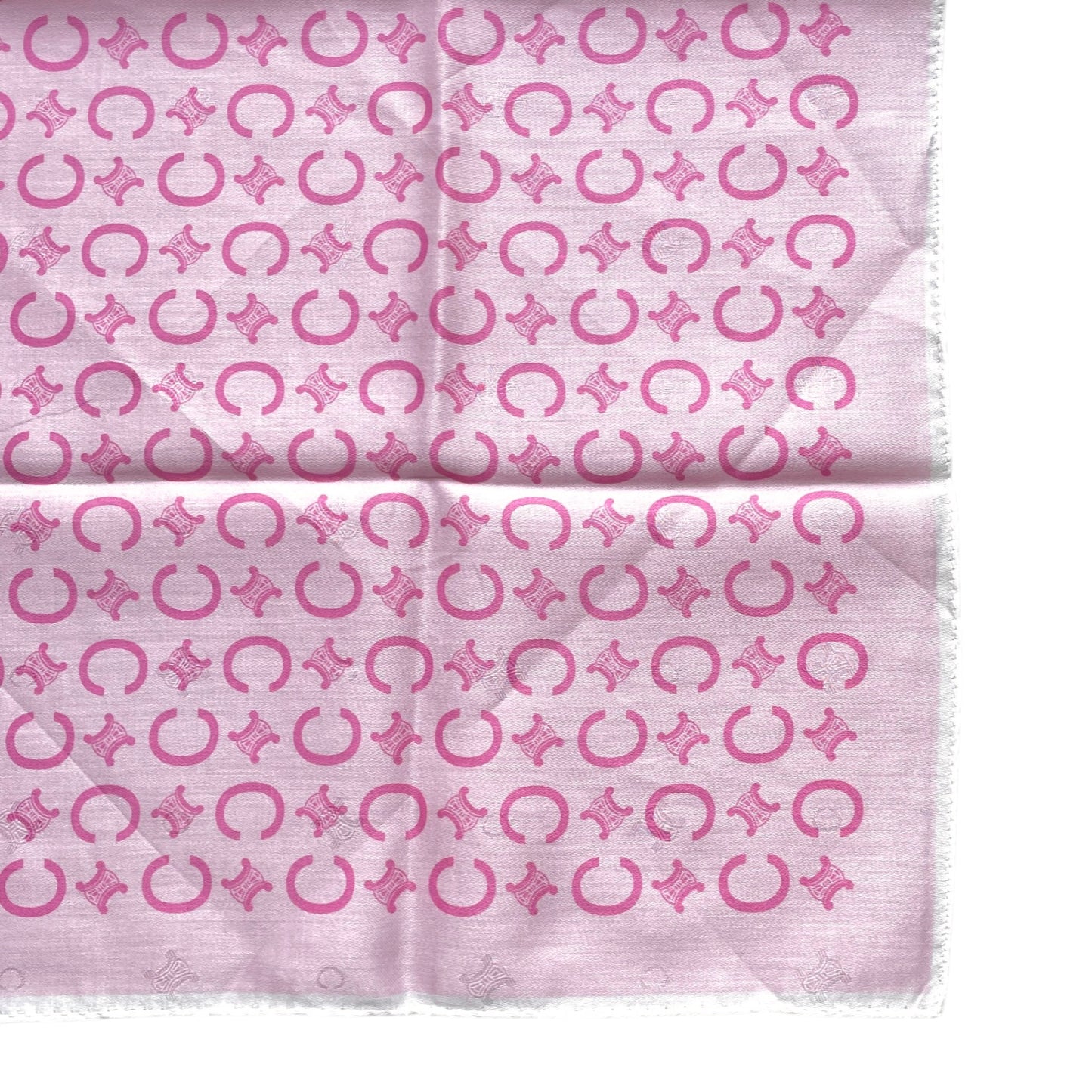 CELINE Mini Scarf Neckerchief Handkerchief Pink & White