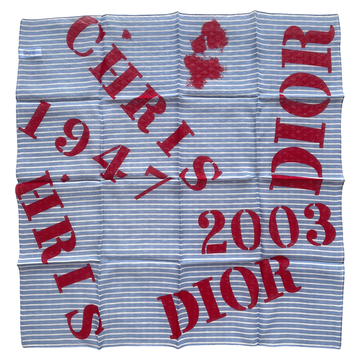 CHRISTIAN DIOR Logo Graffiti Mini Scarf Neckerchief Blue & Red