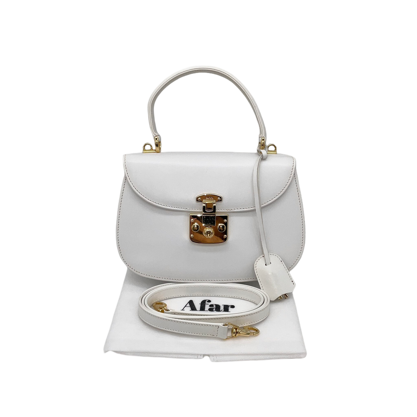 RARE☆☆☆☆GUCCI LadyLock 2Way Hand Bag White &amp; Gold