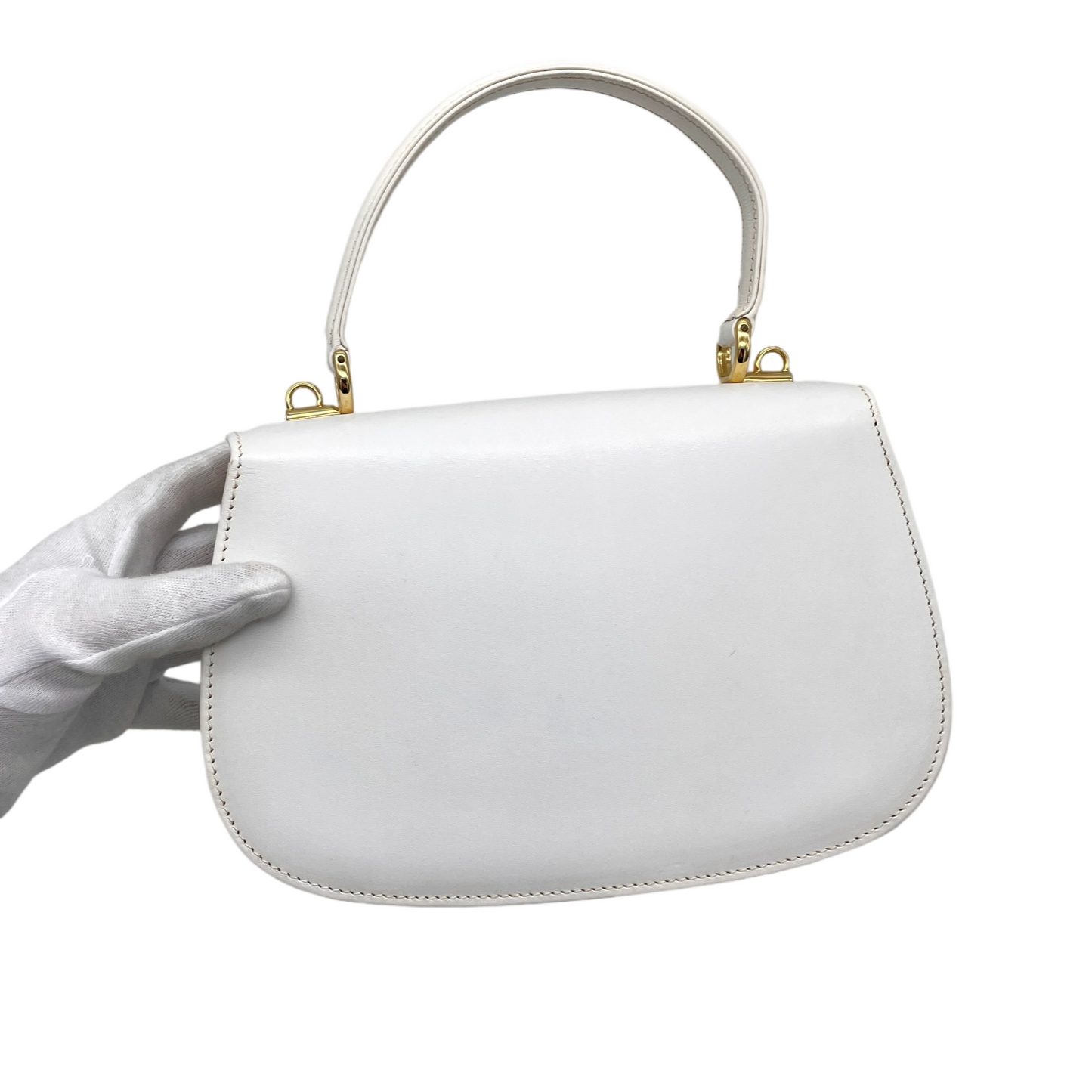 RARE☆☆☆☆GUCCI LadyLock 2Way Hand Bag White &amp; Gold