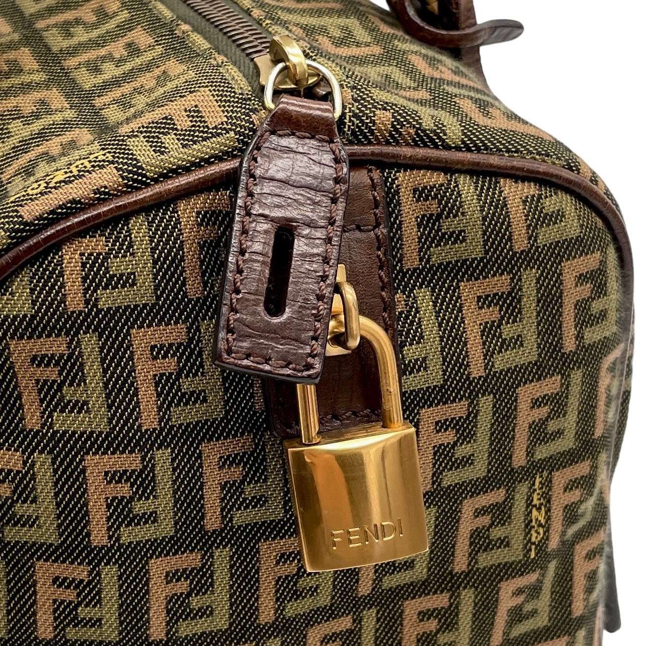 FENDI Zucchino Logo Boston Handbag PM