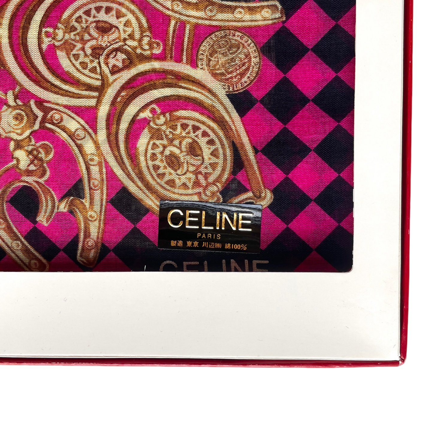 CELINE Mini Scarf Neckerchief Handkerchief 2 Set Blue & Pink