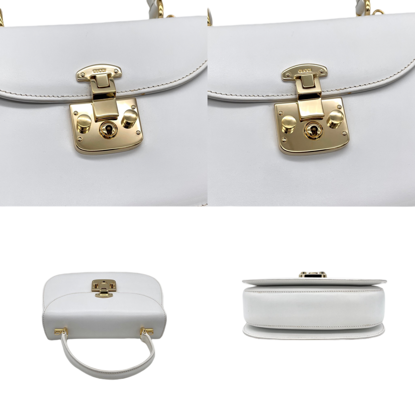 RARE☆☆☆☆GUCCI LadyLock 2Way Hand Bag White &amp; Gold