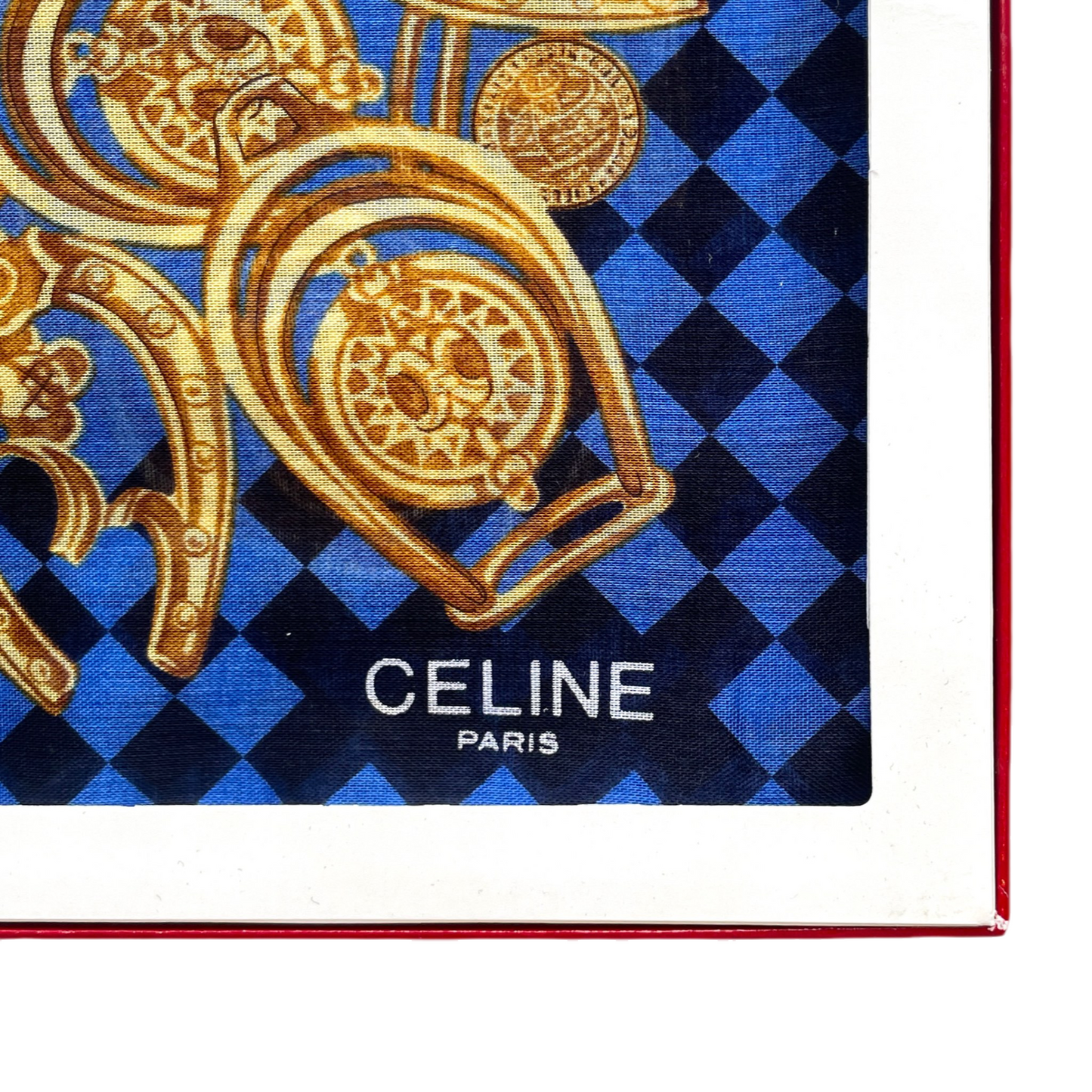 CELINE Mini Scarf Neckerchief Handkerchief 2 Set Blue & Pink