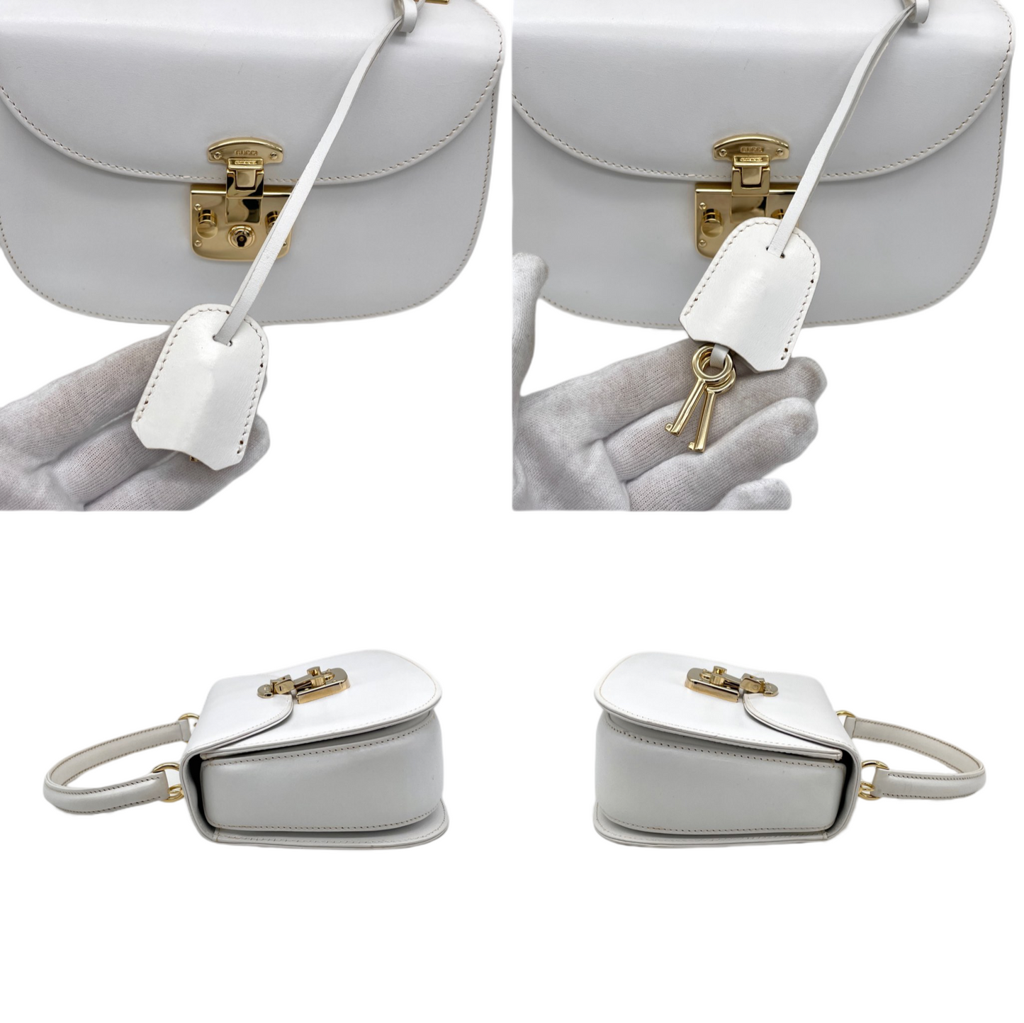 RARE☆☆☆☆GUCCI LadyLock 2Way Hand Bag White &amp; Gold
