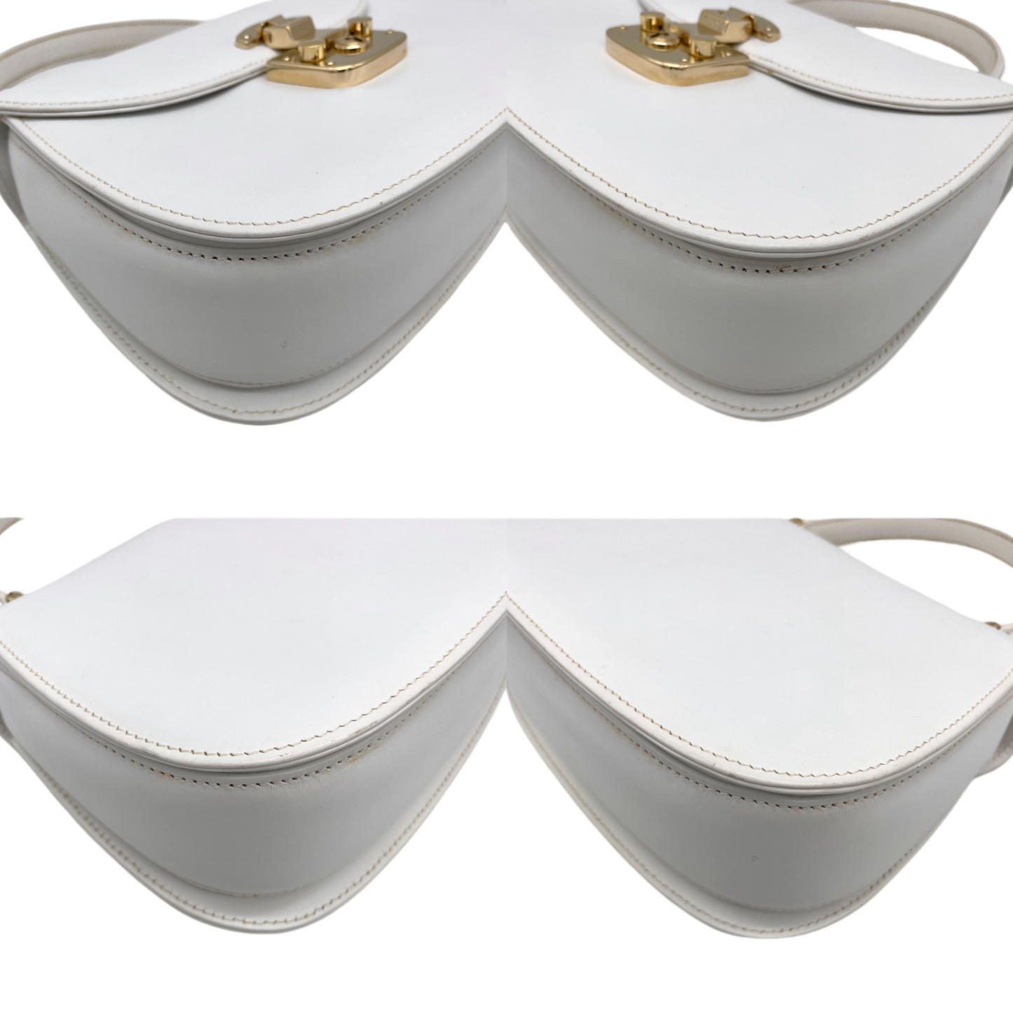 RARE☆☆☆☆GUCCI LadyLock 2Way Hand Bag White &amp; Gold