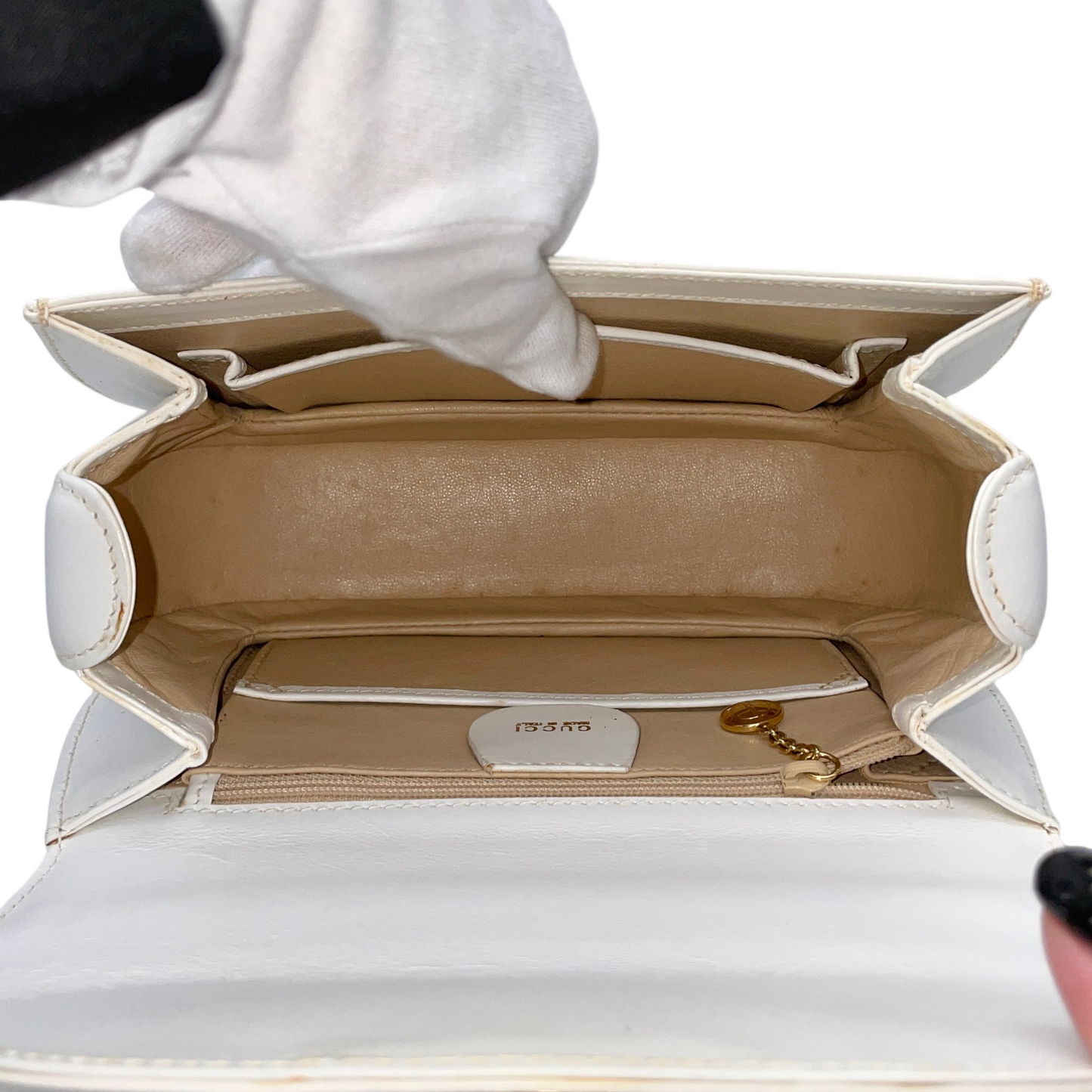 RARE☆☆☆☆GUCCI LadyLock 2Way Hand Bag White &amp; Gold