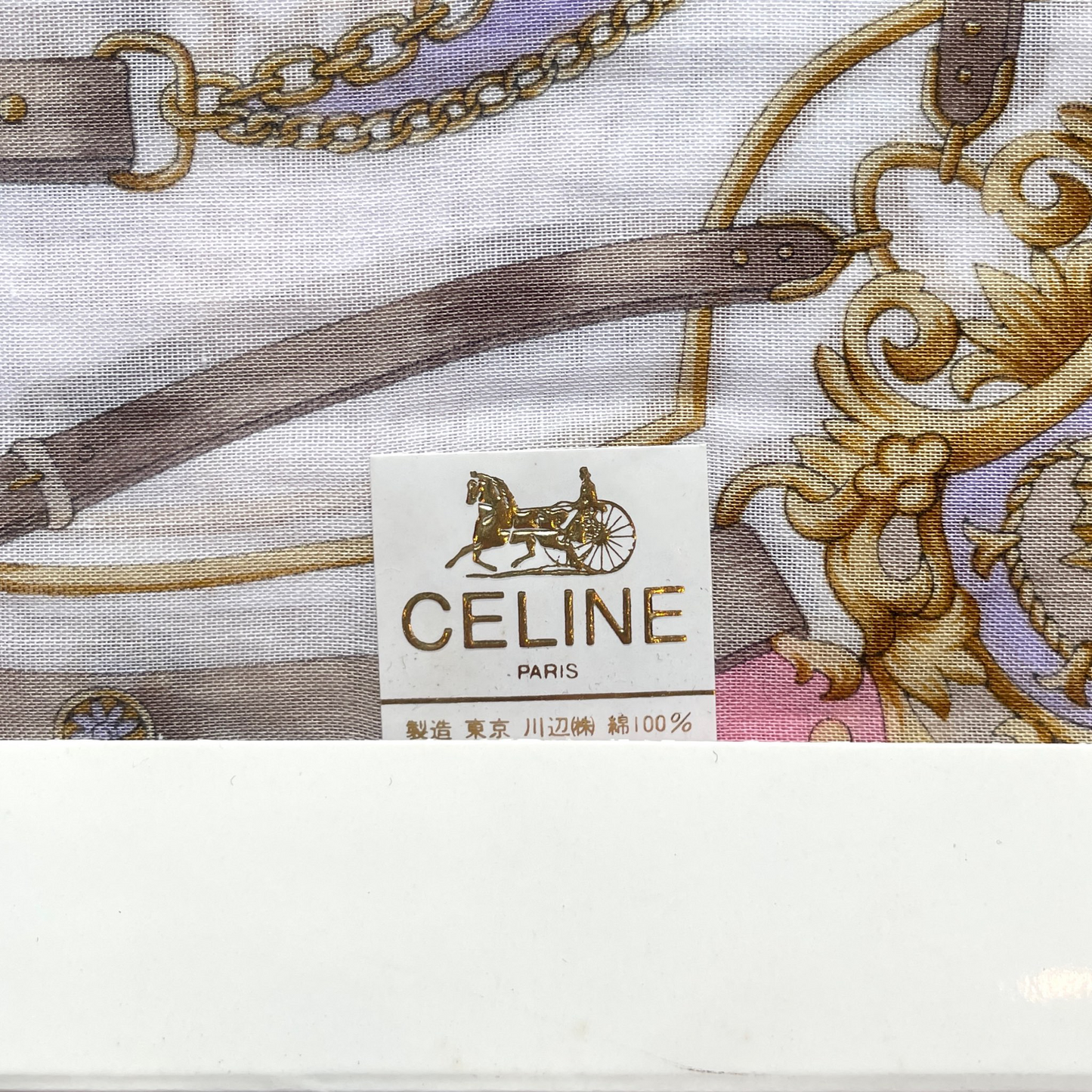 CELINE Mini Scarf Neckerchief Handkerchief 2 Set Multi-Color & White