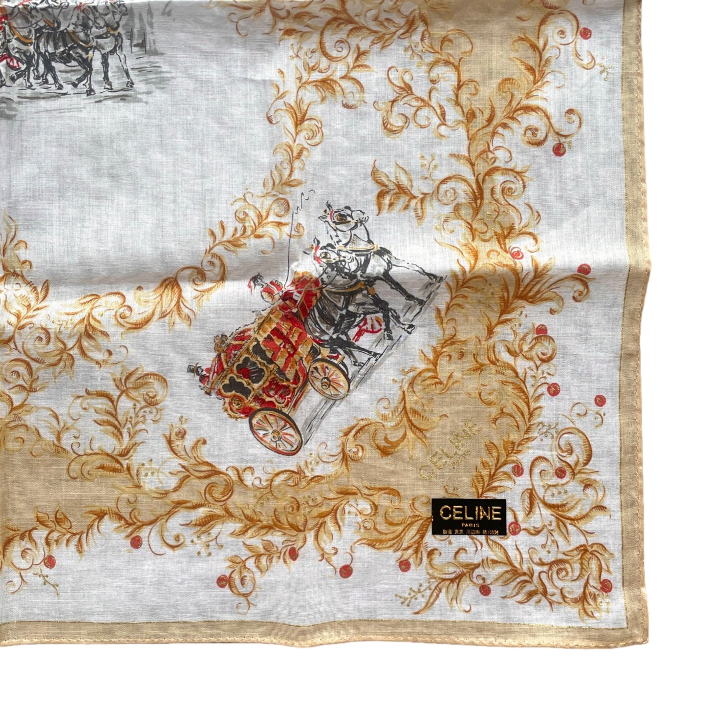 CELINE Mini Scarf Neckerchief Handkerchief 2 Set Beige & White