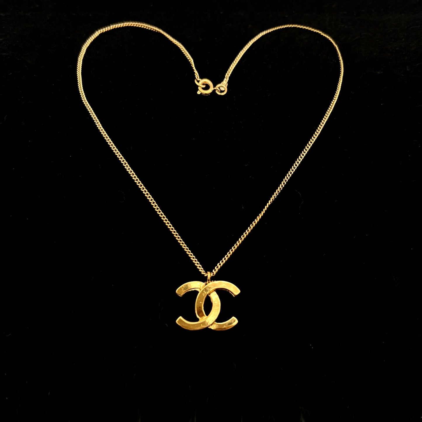 CHANEL Coco Mark Pendant Thin Necklace GP 04A