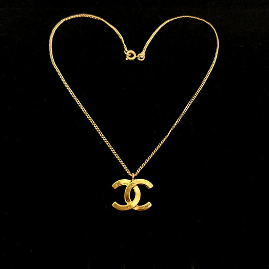 CHANEL Coco Mark Pendant Thin Necklace GP 04A