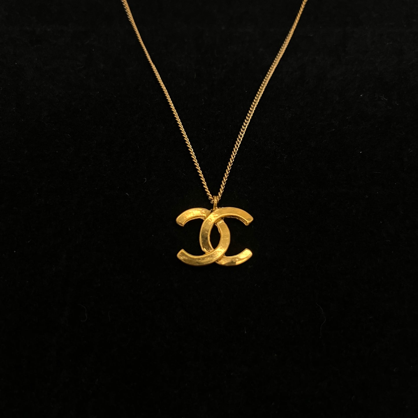 CHANEL Coco Mark Pendant Thin Necklace GP 04A