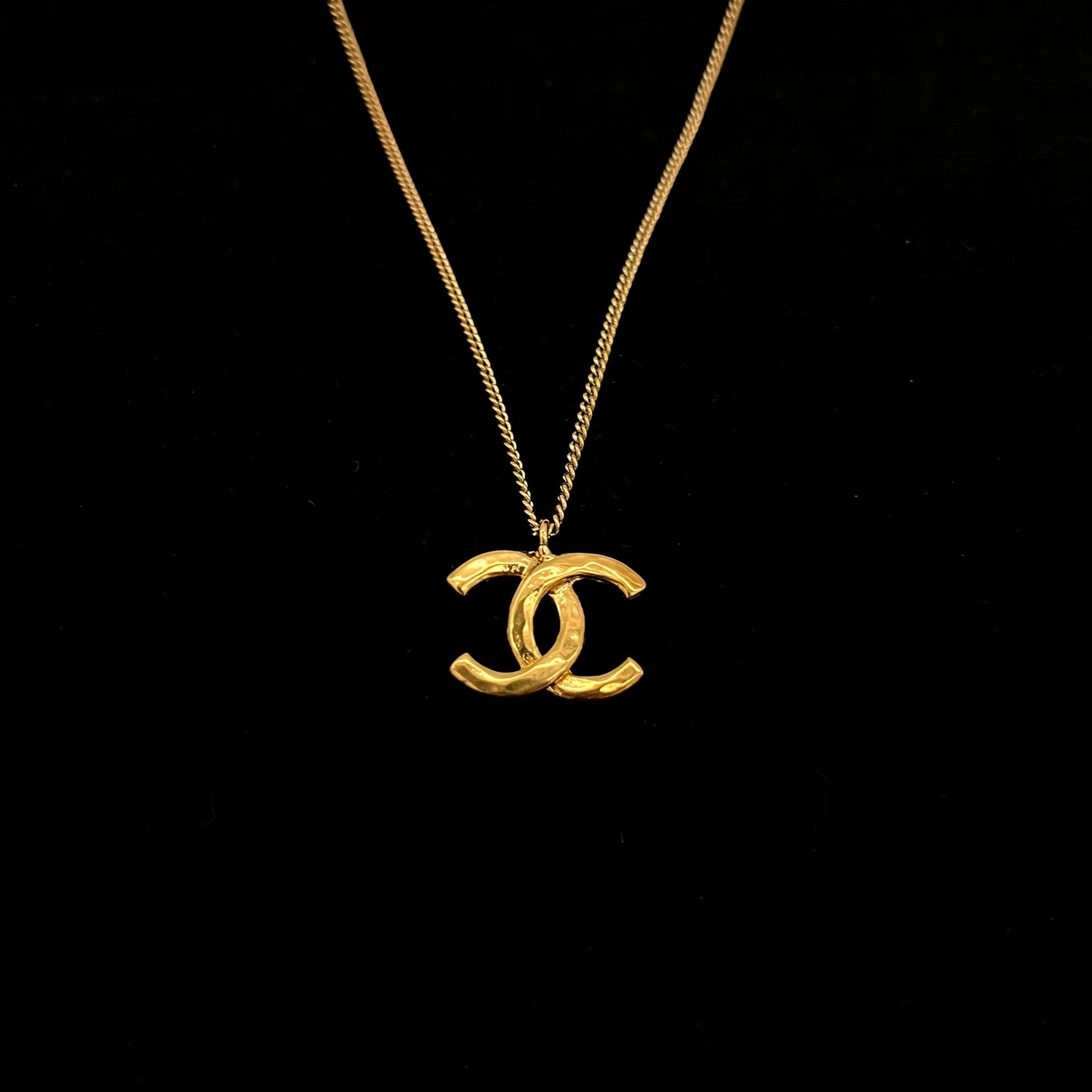 CHANEL Coco Mark Pendant Thin Necklace GP 04A