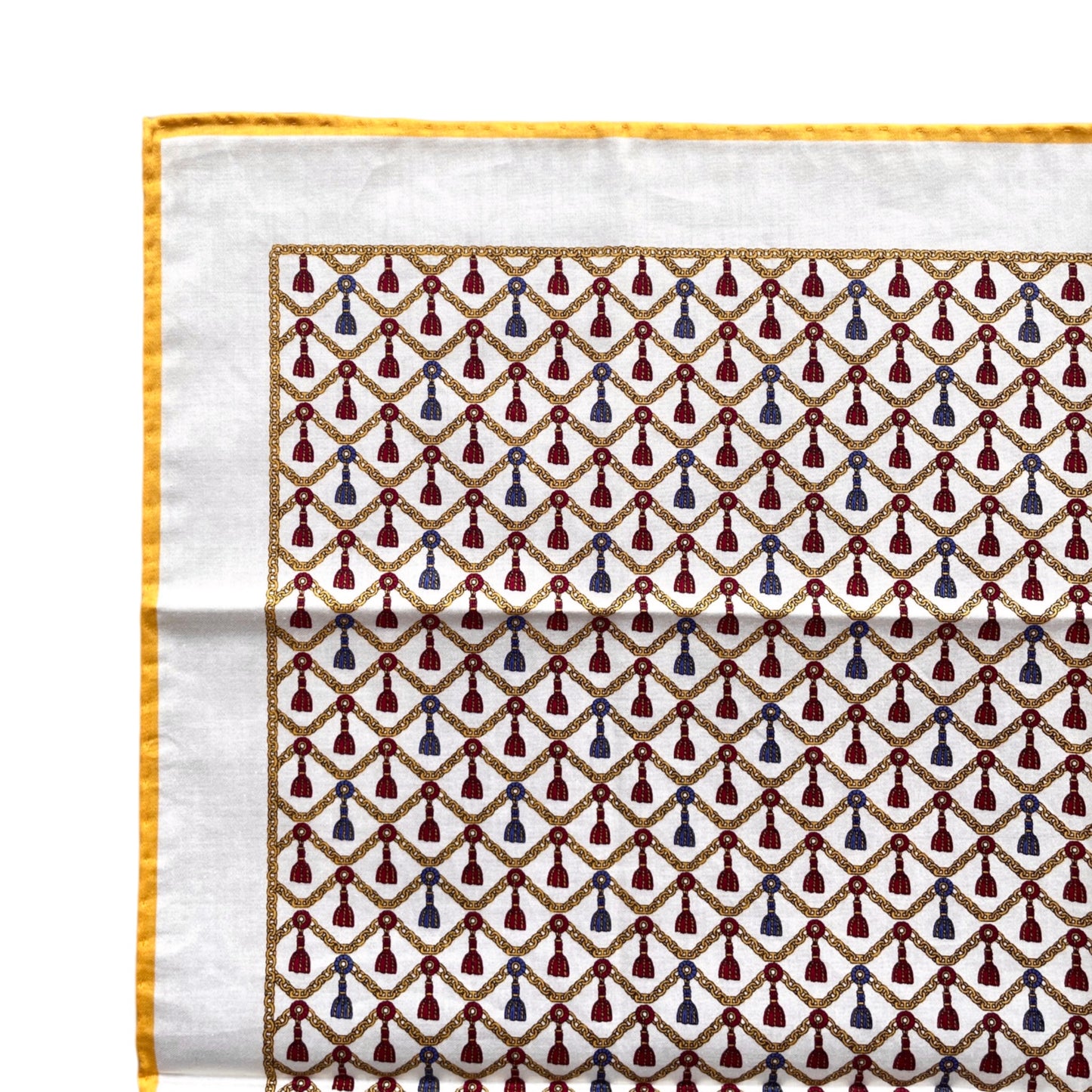 CELINE Mini Scarf Neckerchief Handkerchief White & Gold