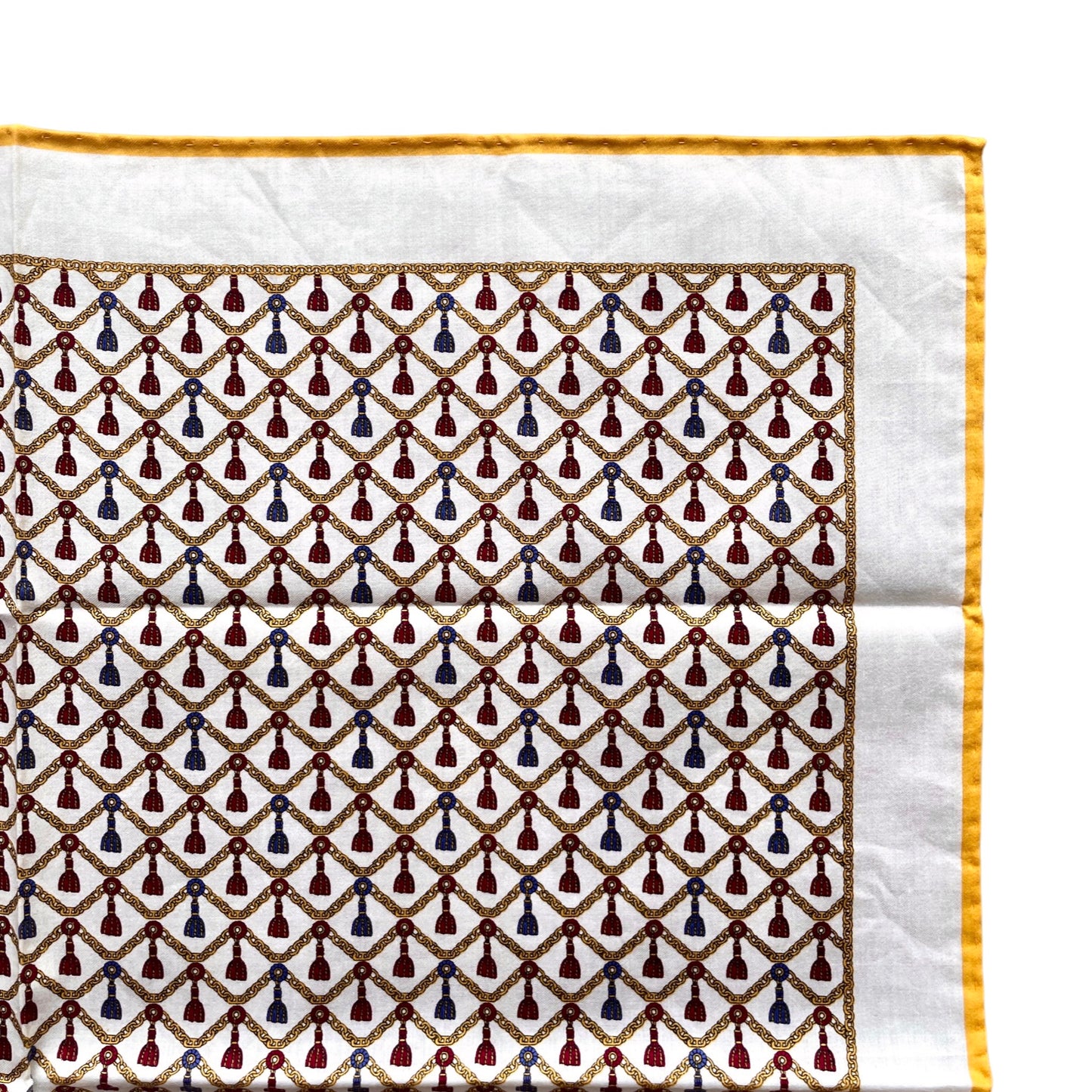 CELINE Mini Scarf Neckerchief Handkerchief White & Gold