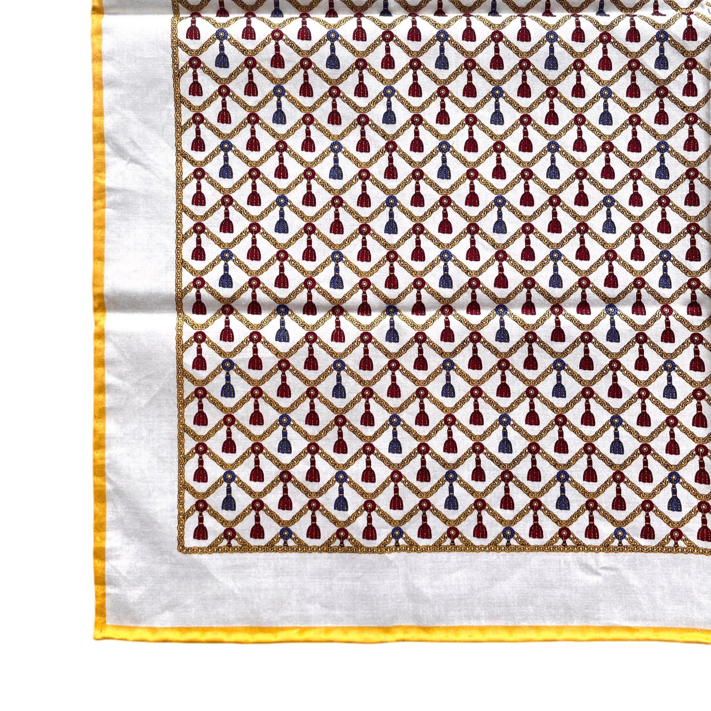 CELINE Mini Scarf Neckerchief Handkerchief White & Gold