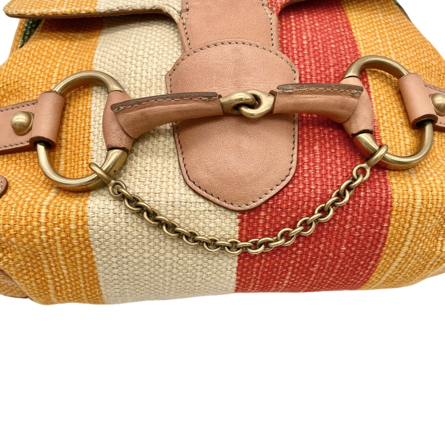 RARE☆☆GUCCI Horsebit One Shoulder Bag Gold Hardware Multi-Color