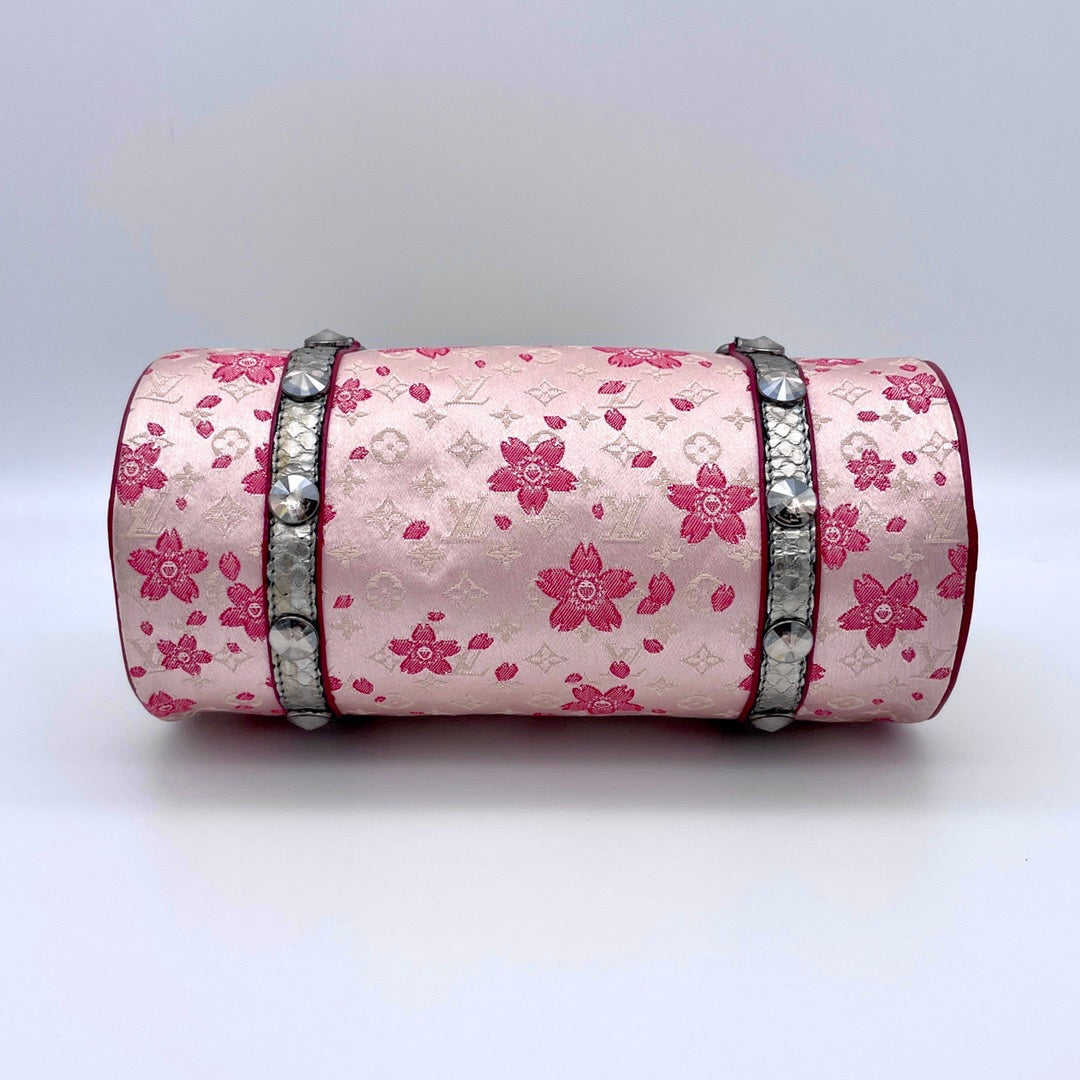 稀有☆☆☆☆☆正品二手路易威登 Monogram Cherry Blossom Takashi Murakami Satin Papillon 22 / 粉色