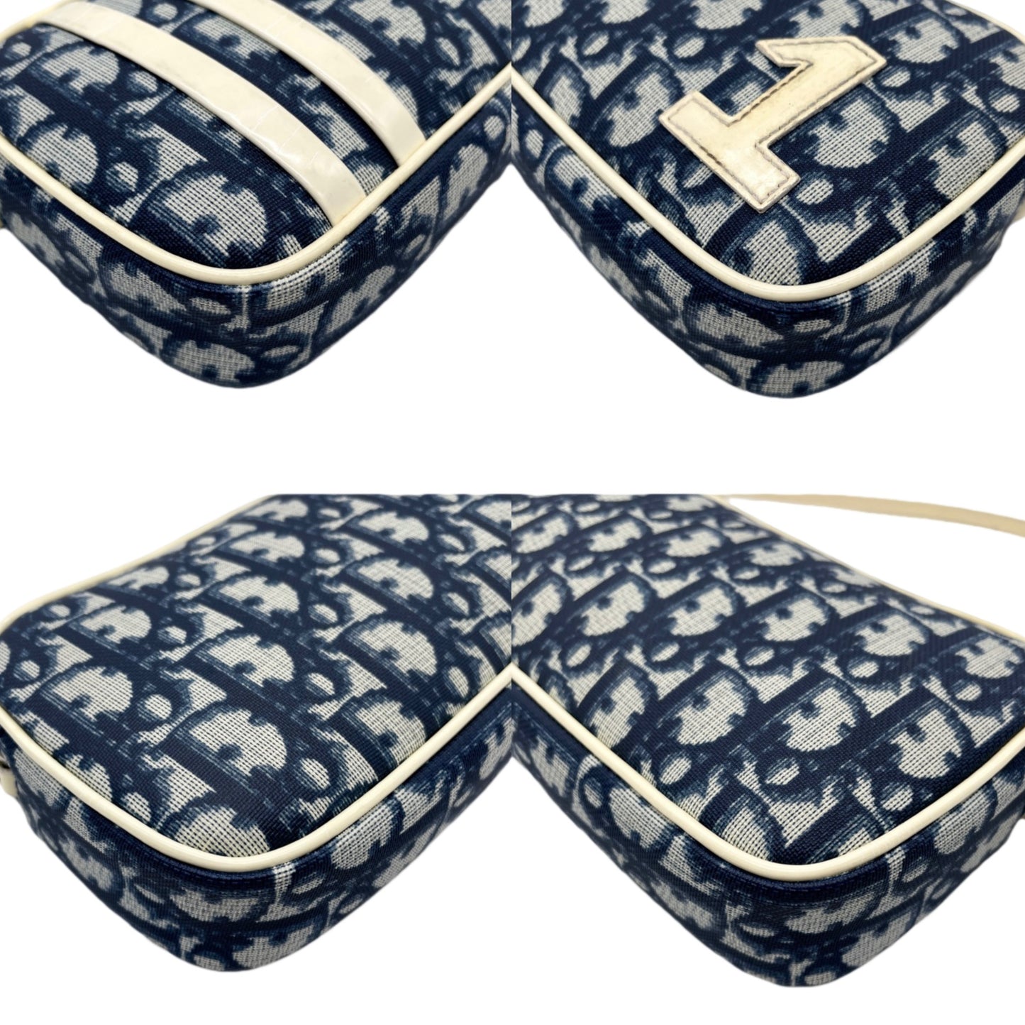 RARE☆☆☆CHRISTIAN DIOR Trotter PVC No.1 Y2K Style Shoulder Bag Navy &amp; White