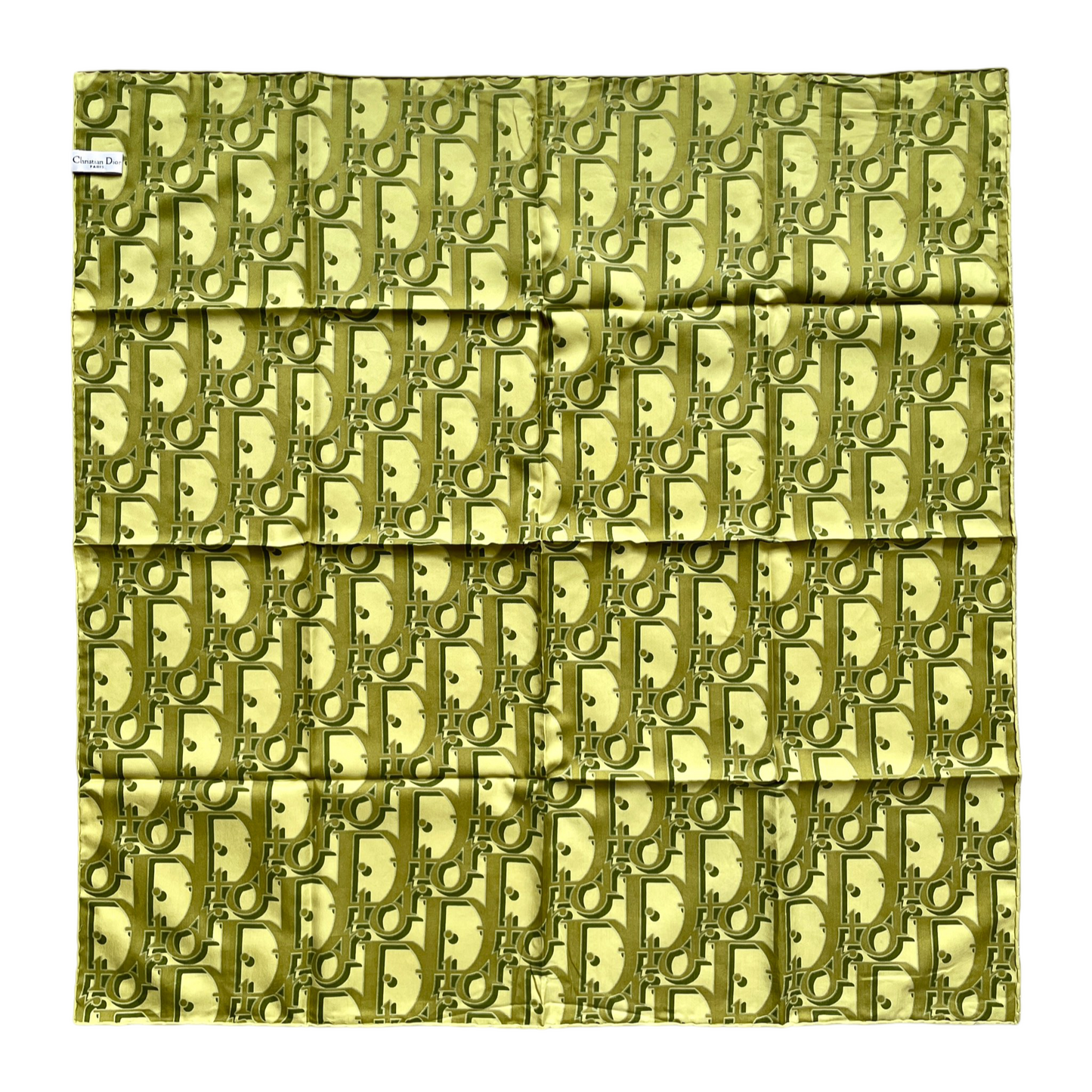 CHRISTIAN DIOR Silk Trotter Small Scarf Headscarf Neckerchief 66 Green