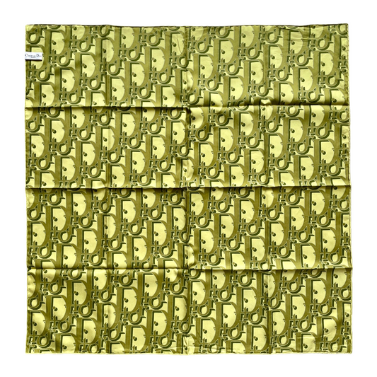 CHRISTIAN DIOR Silk Trotter Small Scarf Headscarf Neckerchief 66 Green