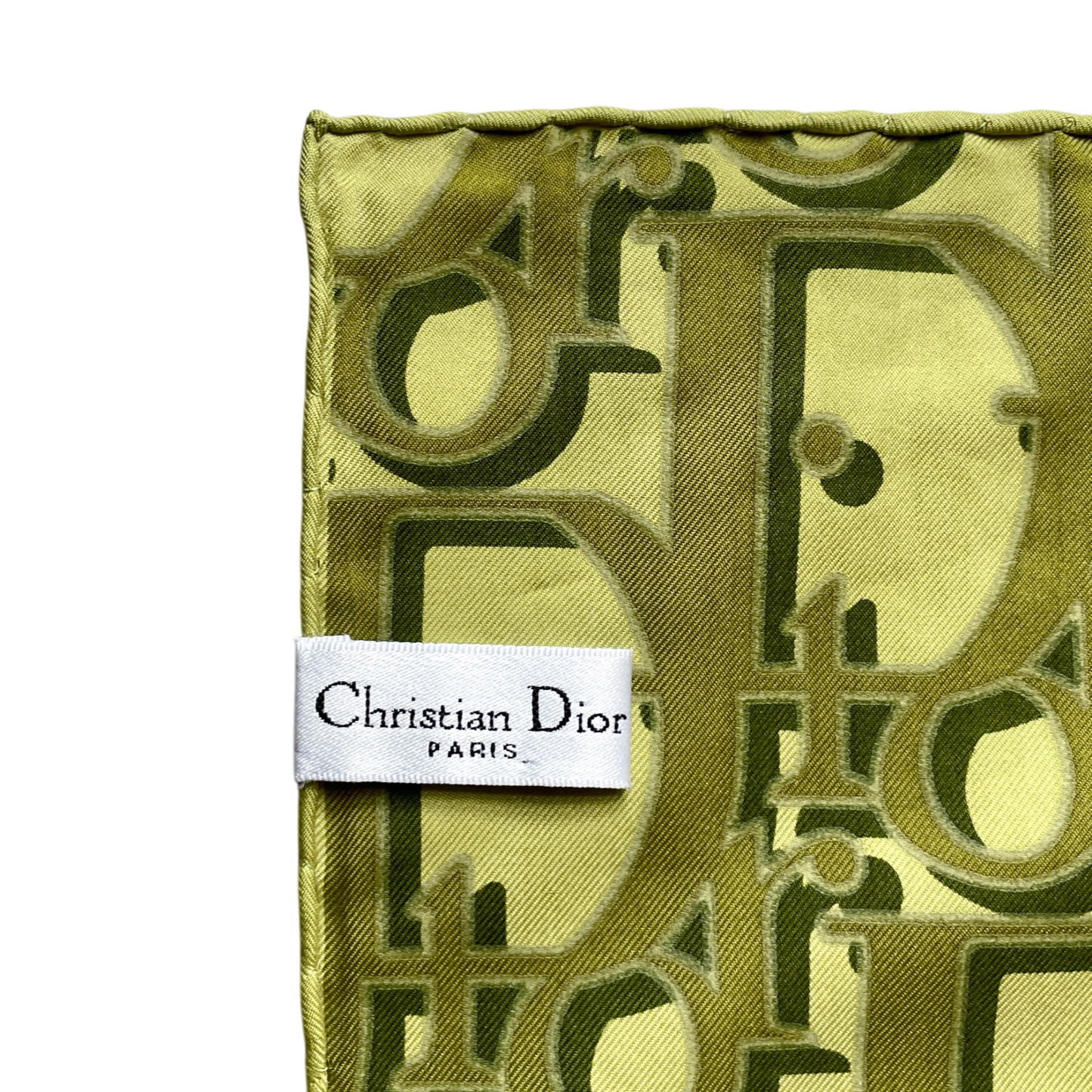 CHRISTIAN DIOR Silk Trotter Small Scarf Headscarf Neckerchief 66 Green