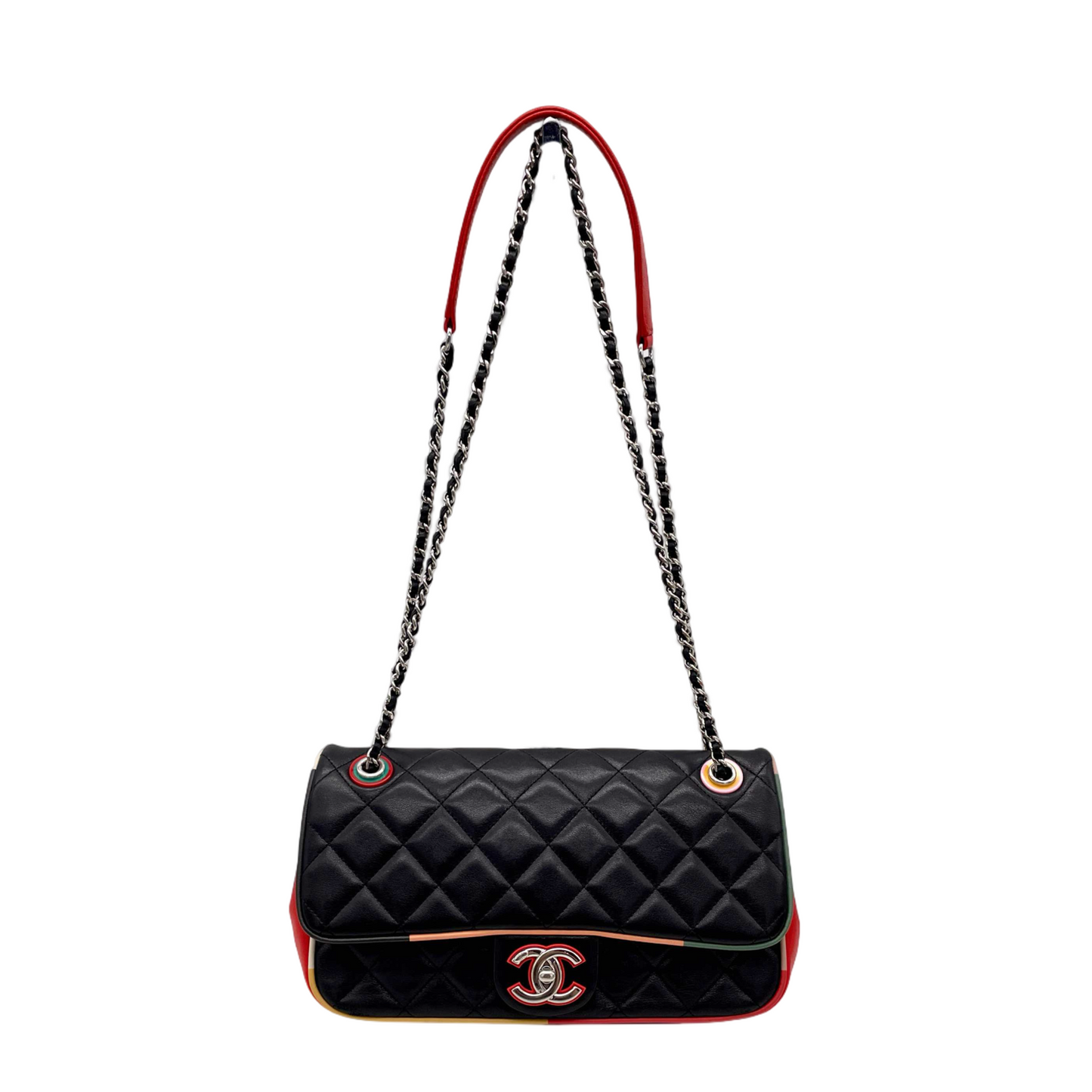 CHANEL 31 RUE CAMBON Mondolian color turnlock double chain flap bag