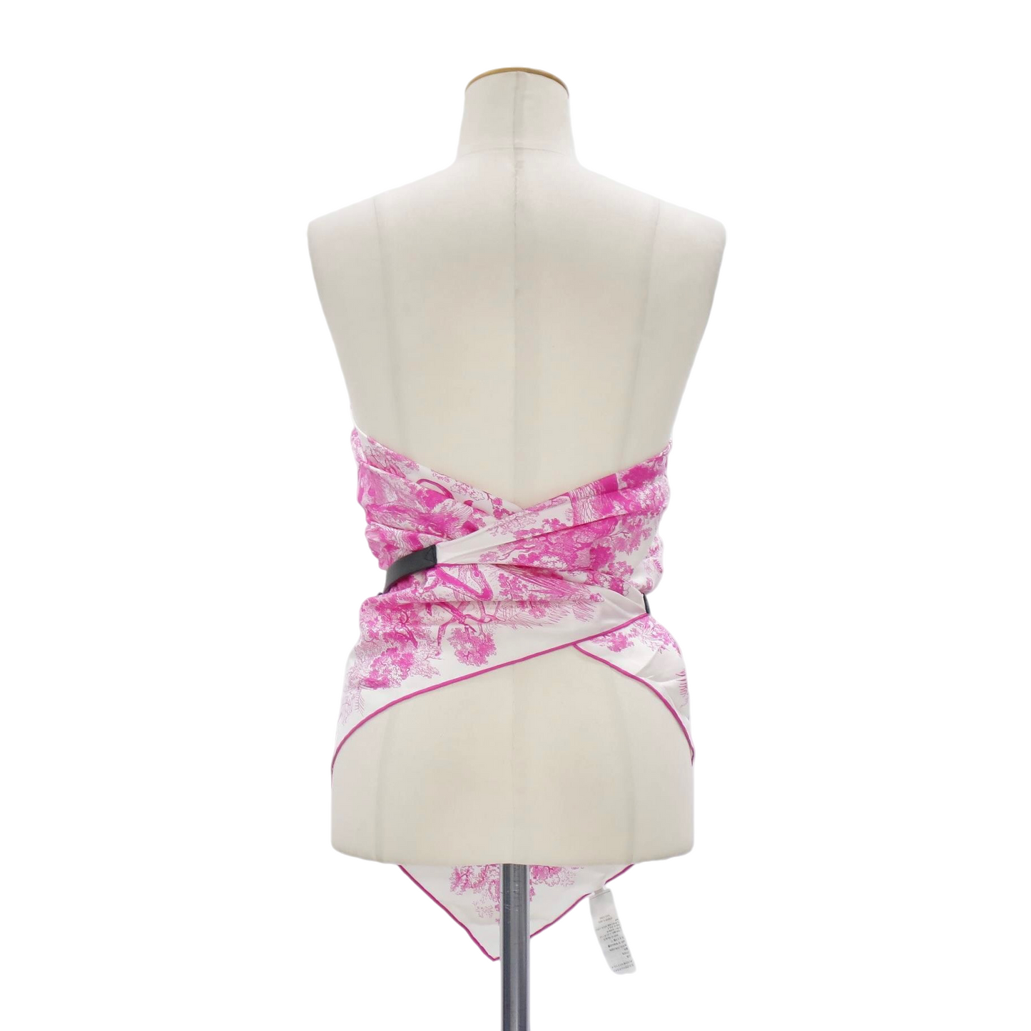 RARE☆☆☆CHRISTIAN DIOR CD LOGO Belted Silk Scarf Bandeau Tube Top Pink & Black