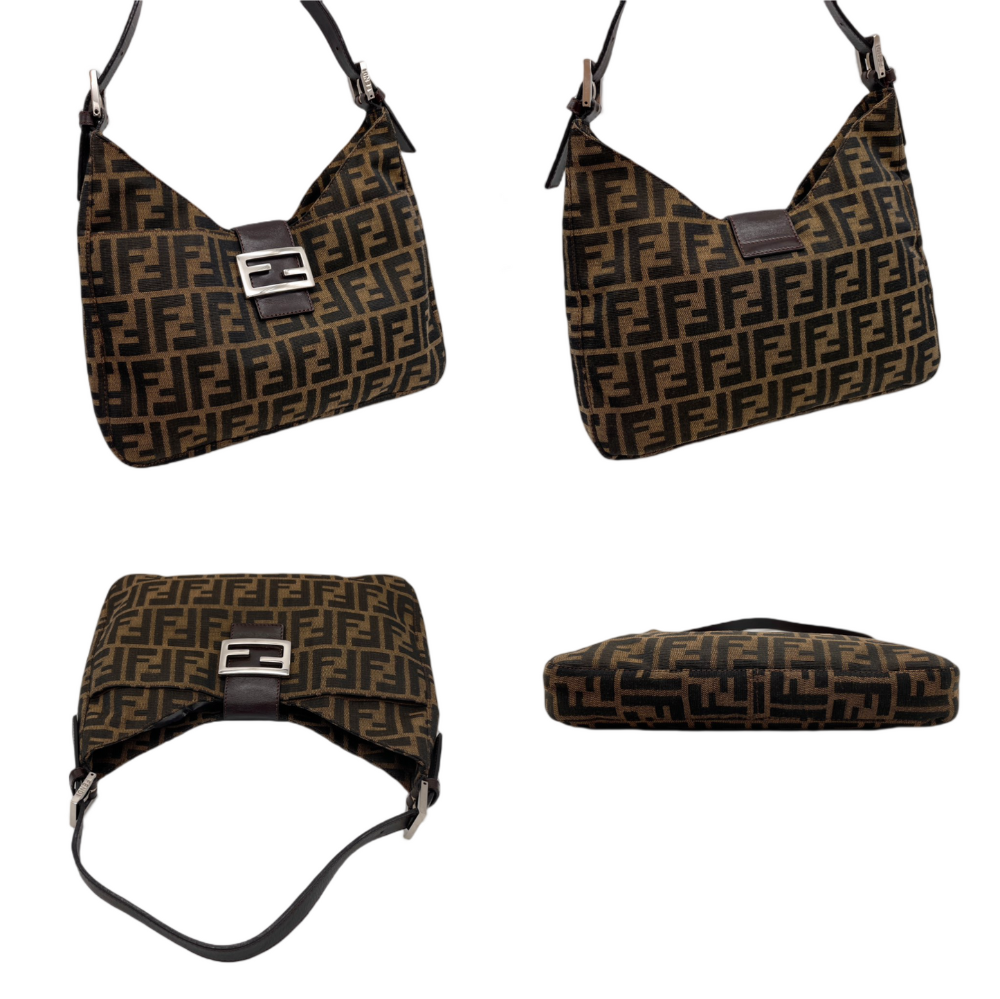 FENDI ZUCCA V-shaped Mamma Bucket Shoulder Bag