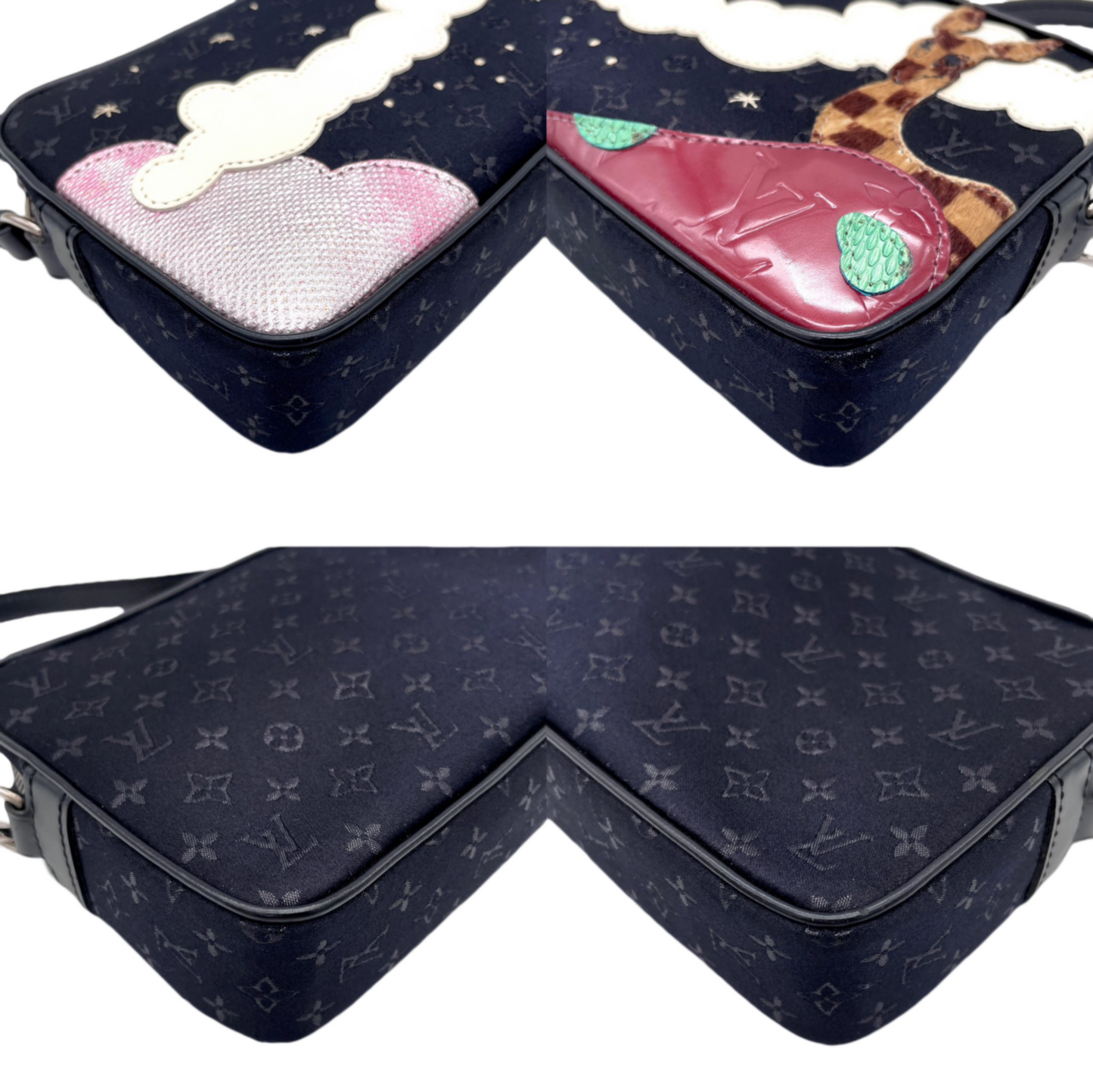 RARE☆☆☆LOUIS VUITTON Monogram Satin Pochette Conte de Fées & Animal Shoulder Bag M92275