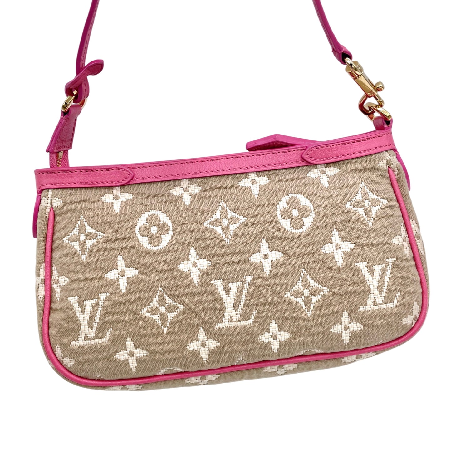 RARE☆☆☆☆LOUIS VUITTON 2010 Cruise Collection Monogram Sabbia Pochette Accessory Pouch M93069 Rose & Beige
