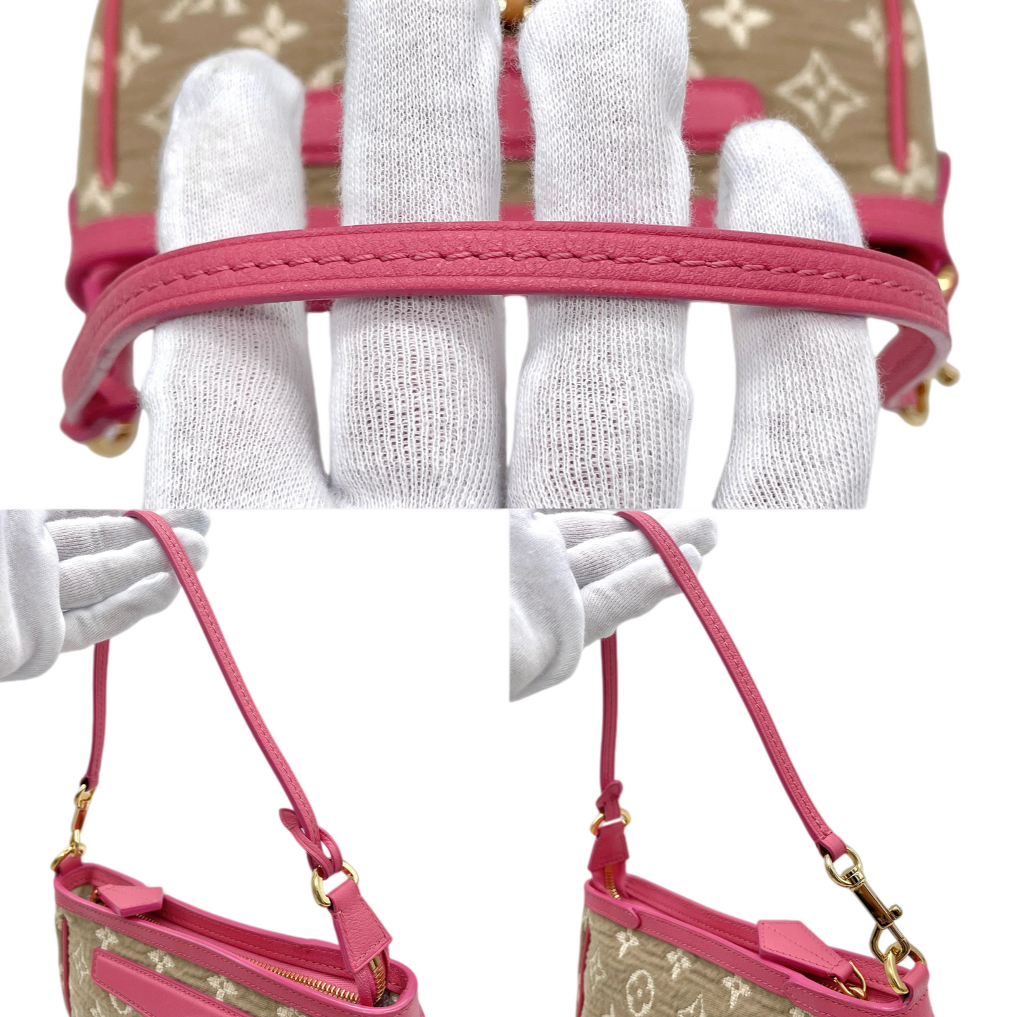 RARE☆☆☆☆LOUIS VUITTON 2010 Cruise Collection Monogram Sabbia Pochette Accessory Pouch M93069 Rose & Beige