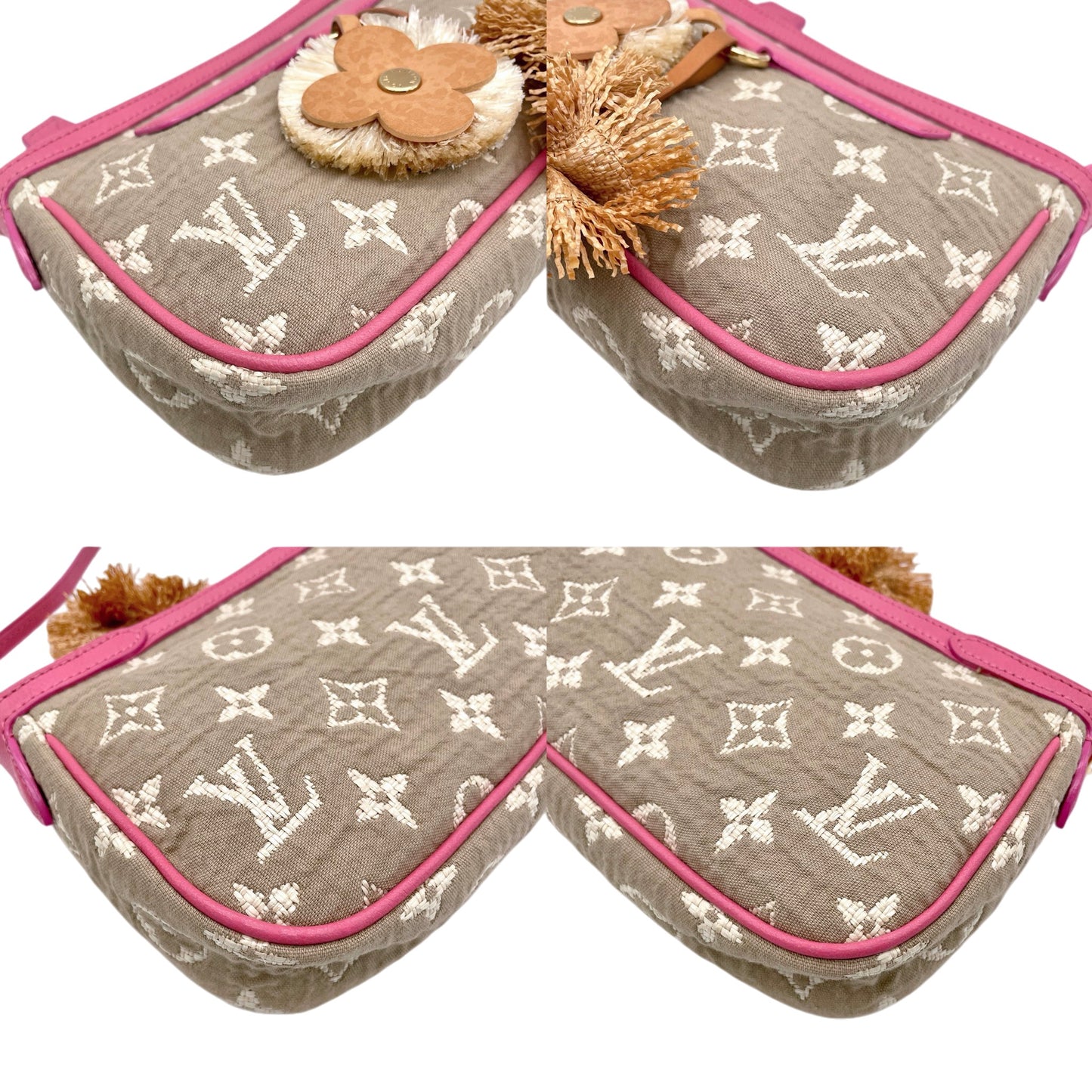 RARE☆☆☆☆LOUIS VUITTON 2010 Cruise Collection Monogram Sabbia Pochette Accessory Pouch M93069 Rose & Beige