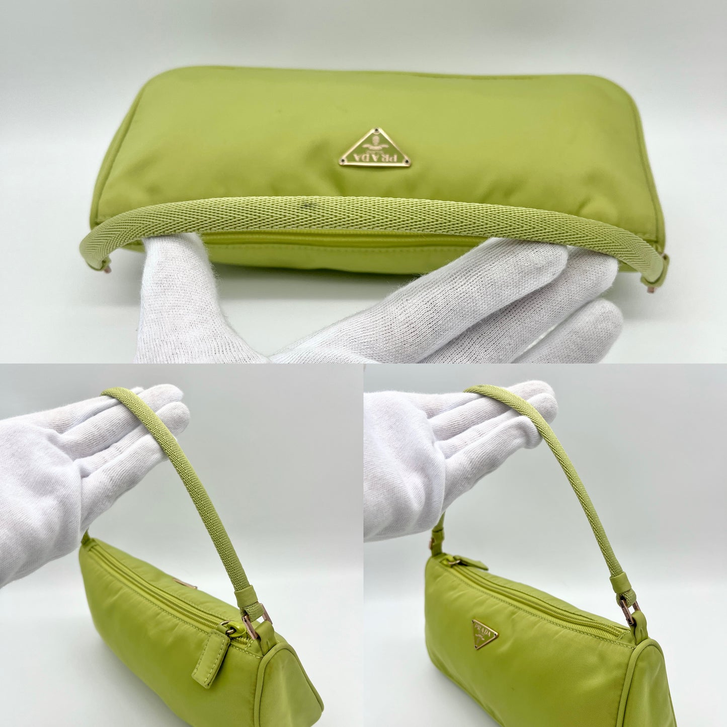 RARE☆☆AUTH Pre-owned PRADA ﾅｲﾛﾝ ｱｸｾｻﾘｰﾎﾟｰﾁ ｸﾞﾘｰﾝ