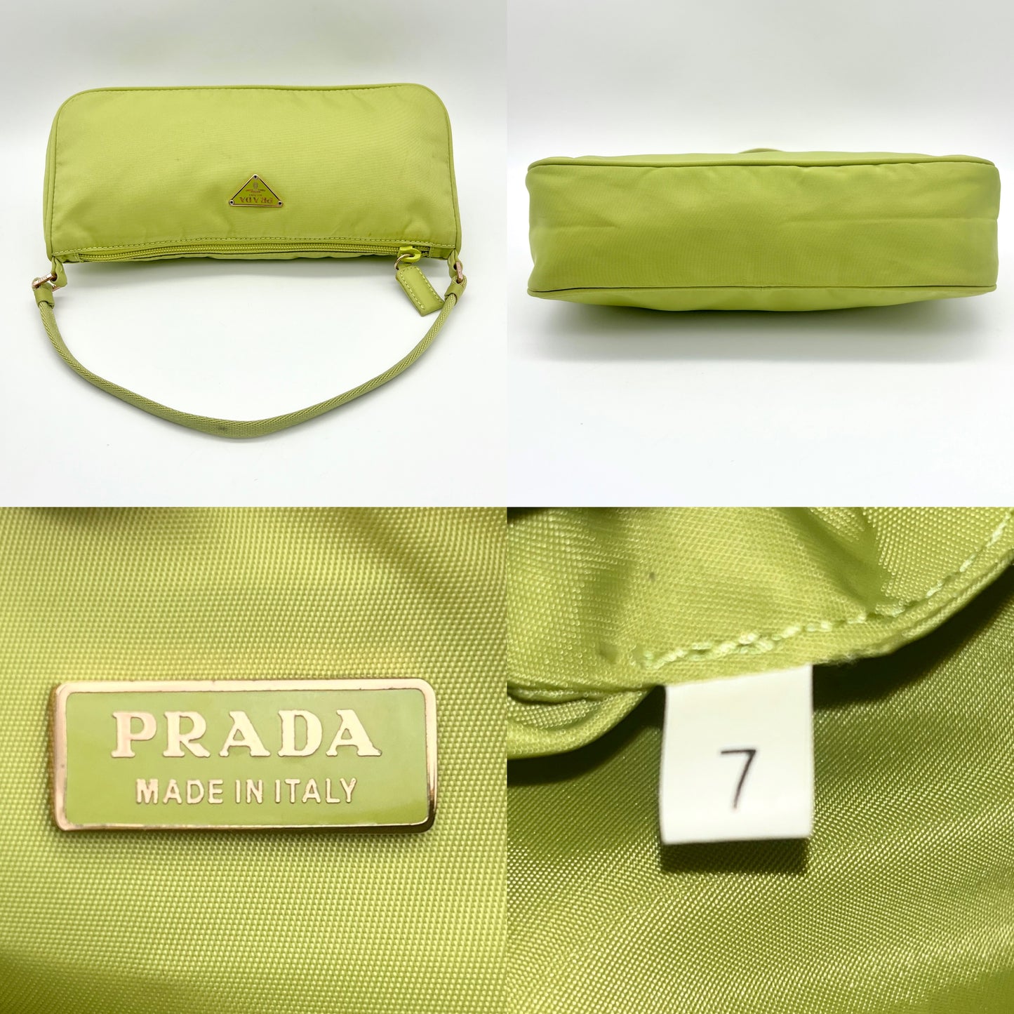 RARE☆☆AUTH Pre-owned PRADA ﾅｲﾛﾝ ｱｸｾｻﾘｰﾎﾟｰﾁ ｸﾞﾘｰﾝ