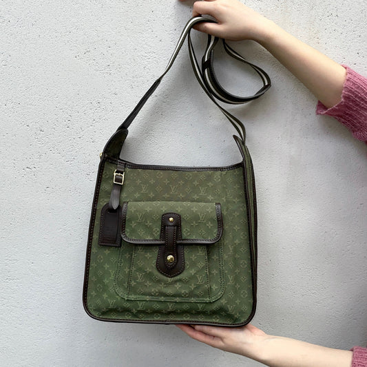 LOUIS VUITTON 2004 Monogram Mini Lin Besace Mary-Kate Shoulder Bag M92322 Khaki Green & Brown