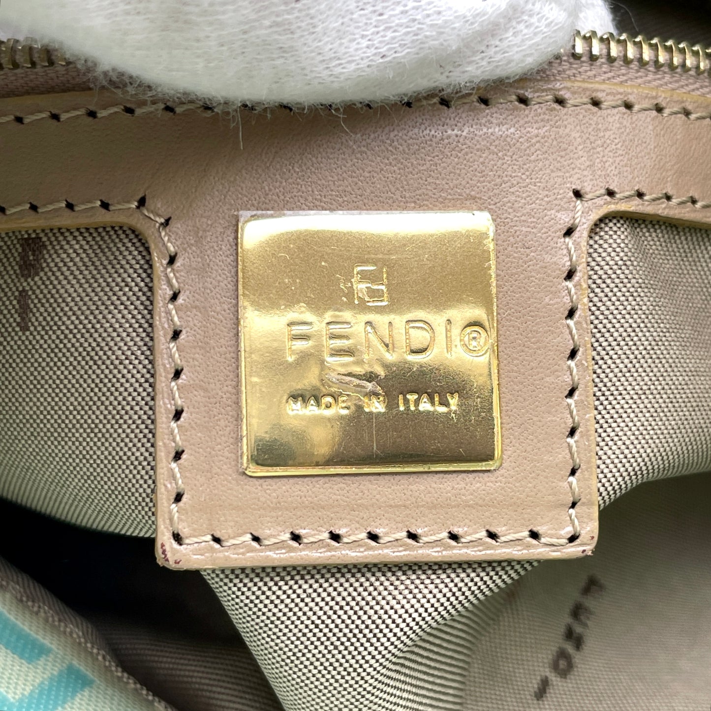 RARE☆☆☆FENDI ｽﾞｯｷｰﾉ 円口ﾏﾝﾏﾊﾞｹｯﾄ ﾗｲﾄﾌﾞﾙｰ GHW