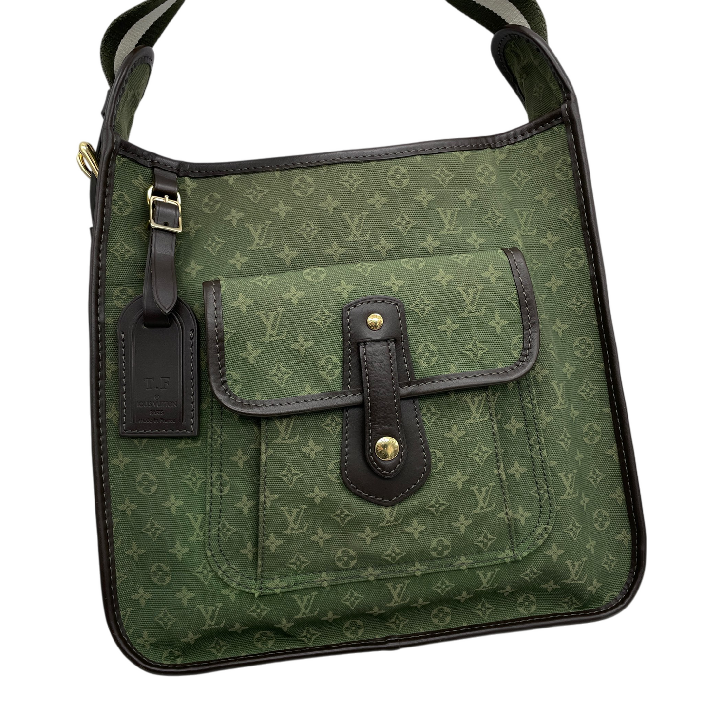 LOUIS VUITTON 2004 Monogram Mini Lin Besace Mary-Kate Shoulder Bag M92322 Khaki Green & Brown