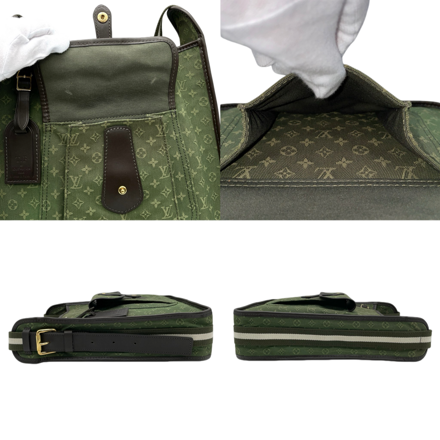 LOUIS VUITTON 2004 Monogram Mini Lin Besace Mary-Kate Shoulder Bag M92322 Khaki Green & Brown