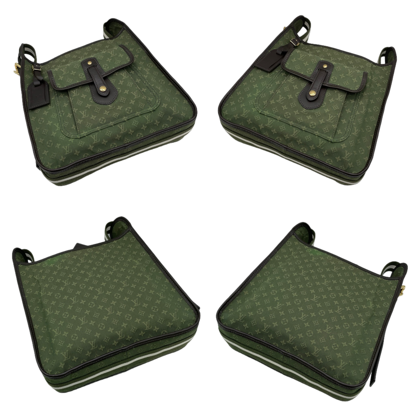 LOUIS VUITTON 2004 Monogram Mini Lin Besace Mary-Kate Shoulder Bag M92322 Khaki Green & Brown