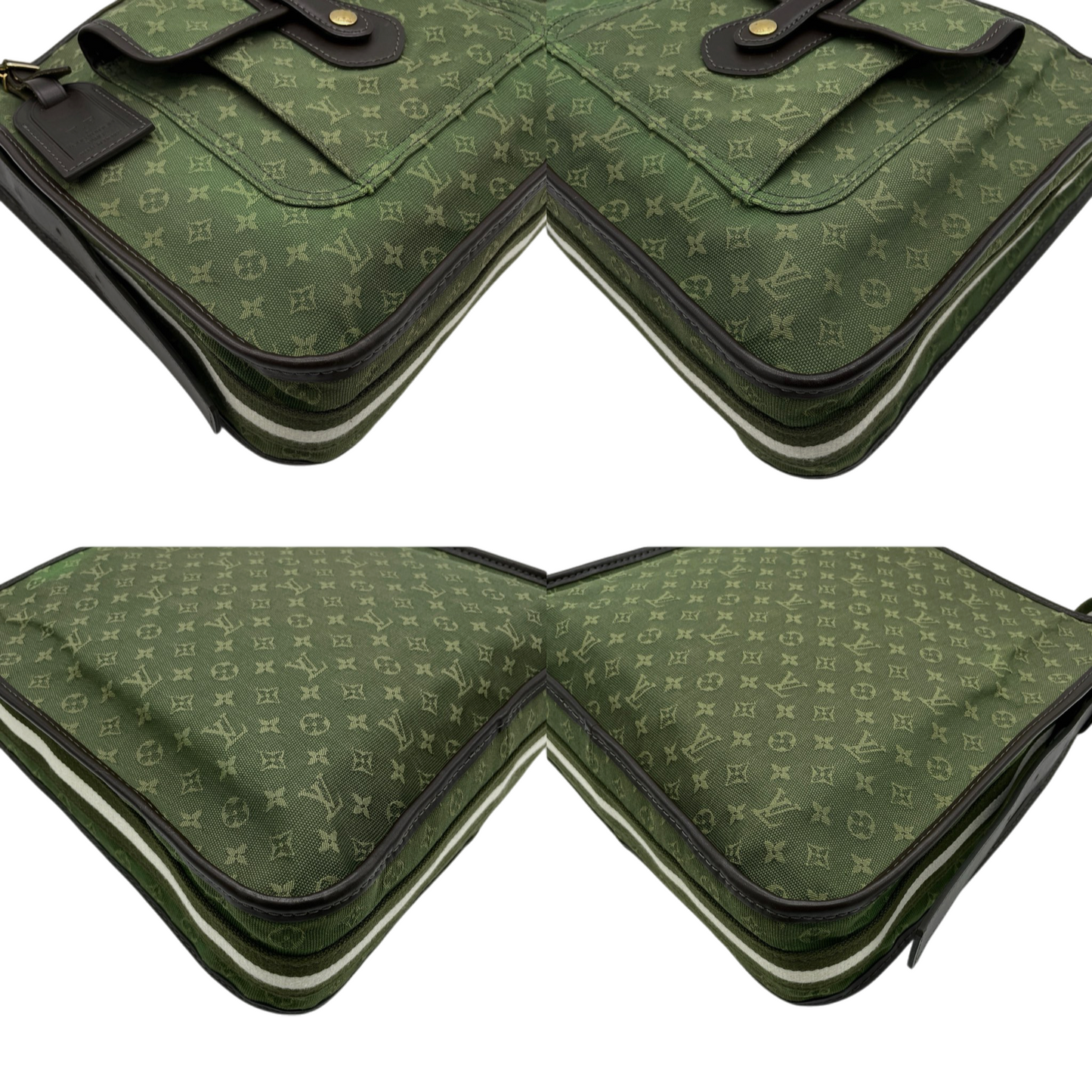 LOUIS VUITTON 2004 Monogram Mini Lin Besace Mary-Kate Shoulder Bag M92322 Khaki Green & Brown