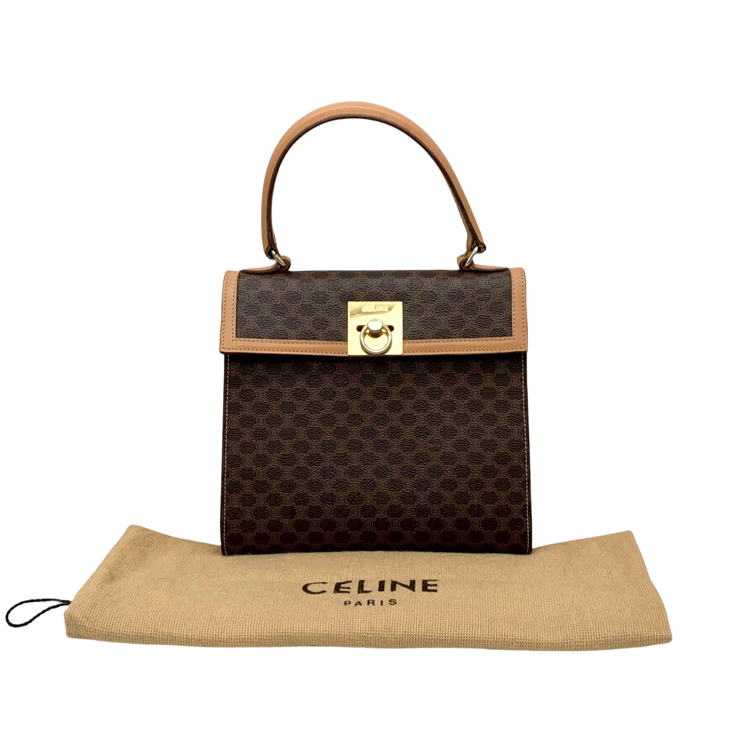 CELINE Macadam Kelly-style top handbag