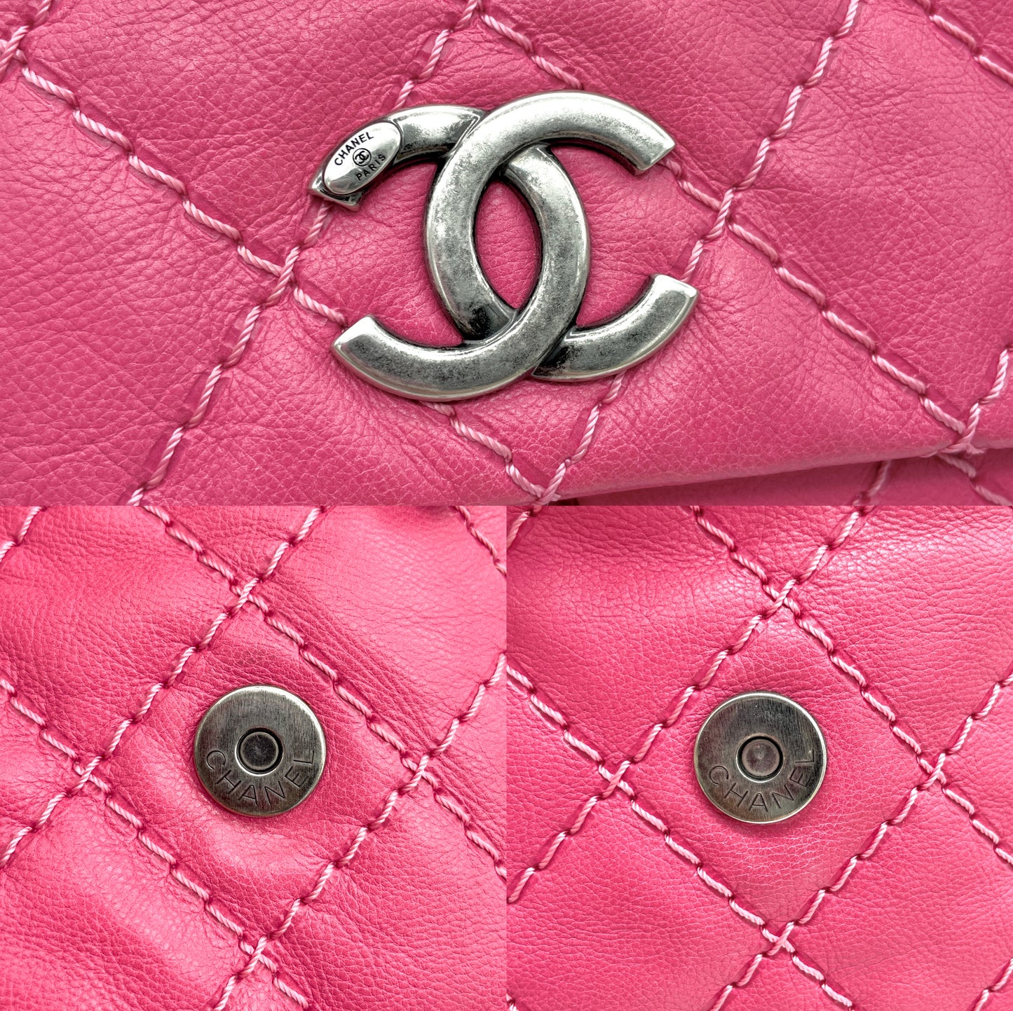 CHANEL Wild Stitch Pocket Double Chain Shoulder Flap Bag